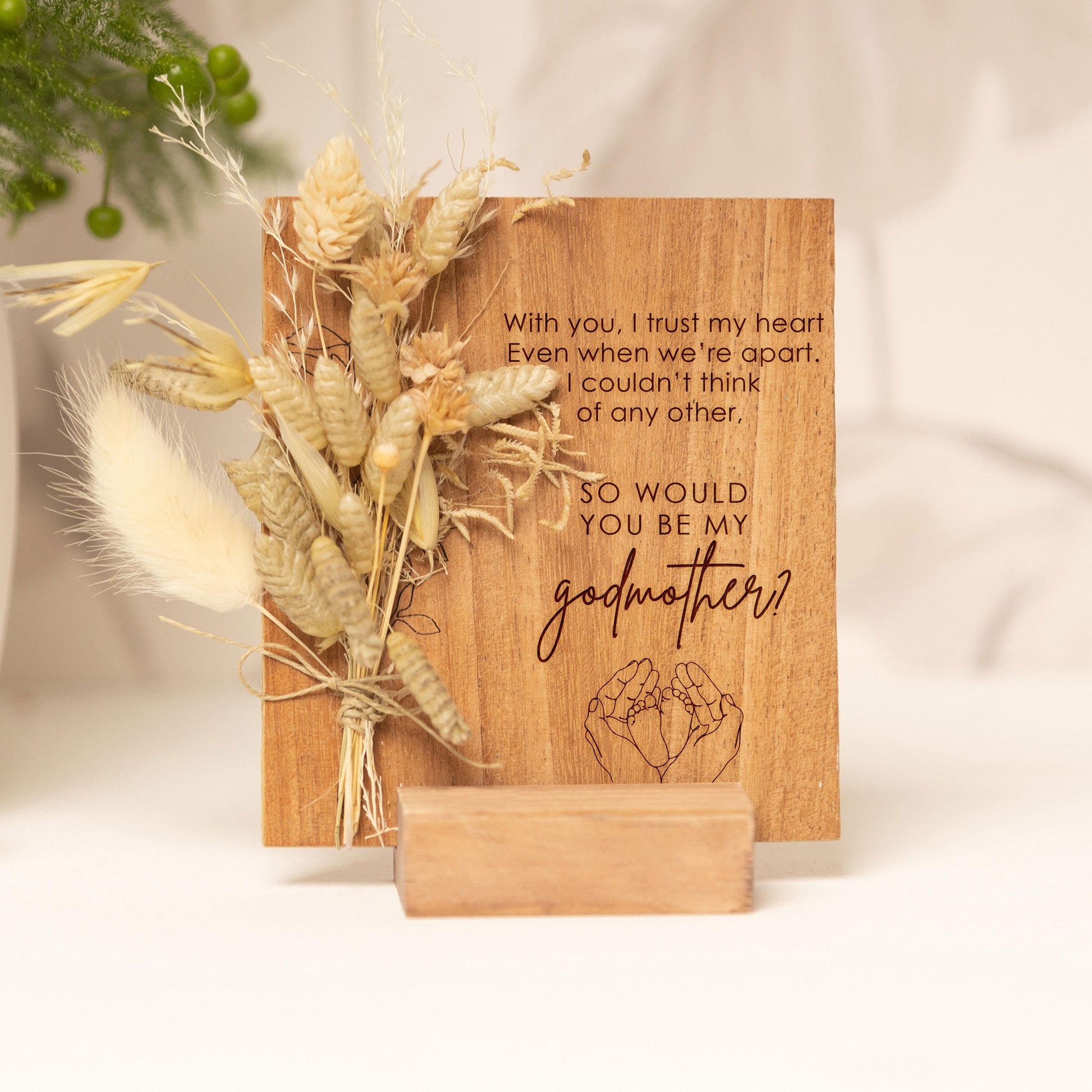 Godmother Proposal Gift Box Dried Flower Card handmade with natural dried flowers