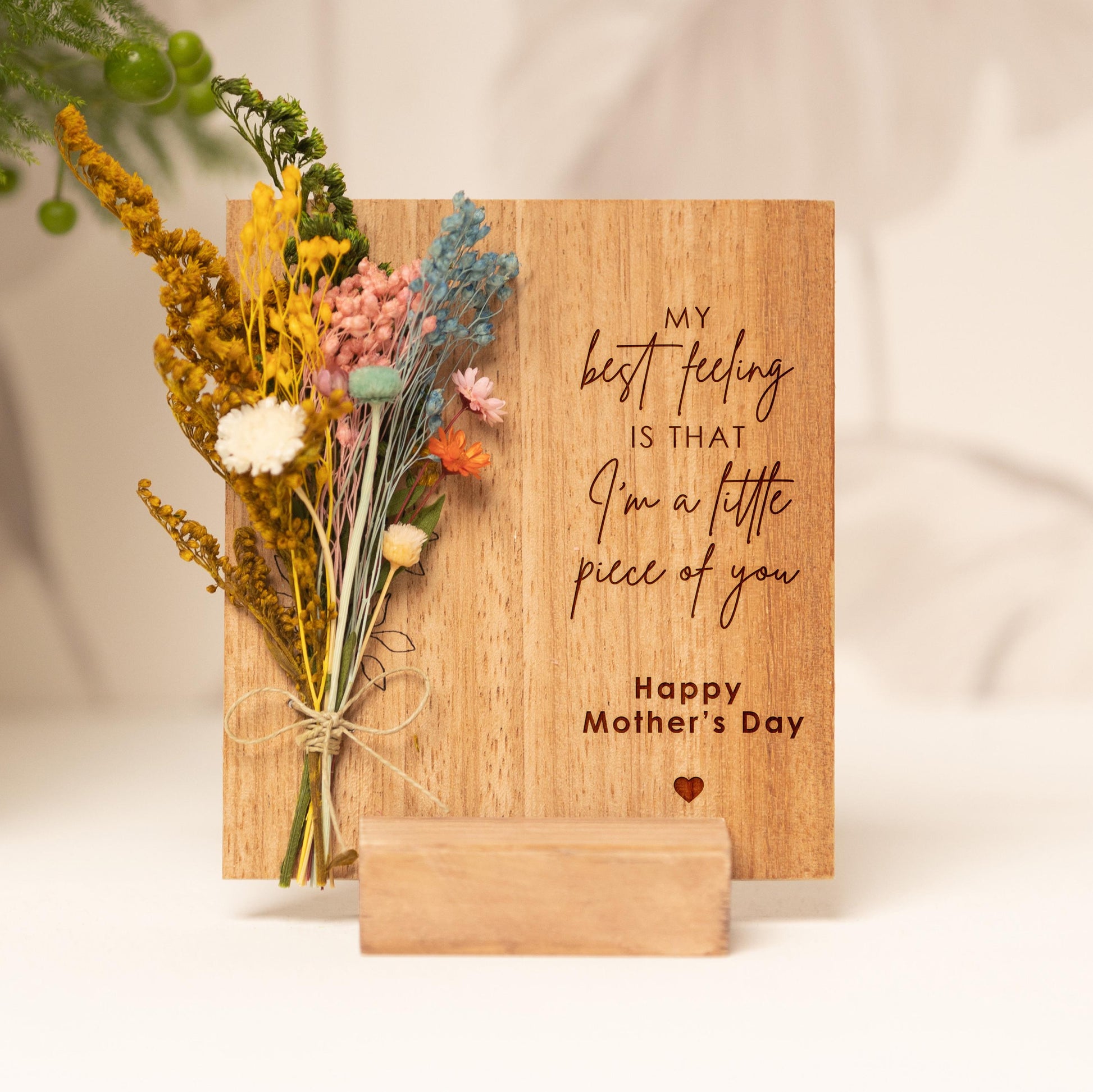 A Little Piece of You Mom Dried Flower Card handmade with natural dried flowers