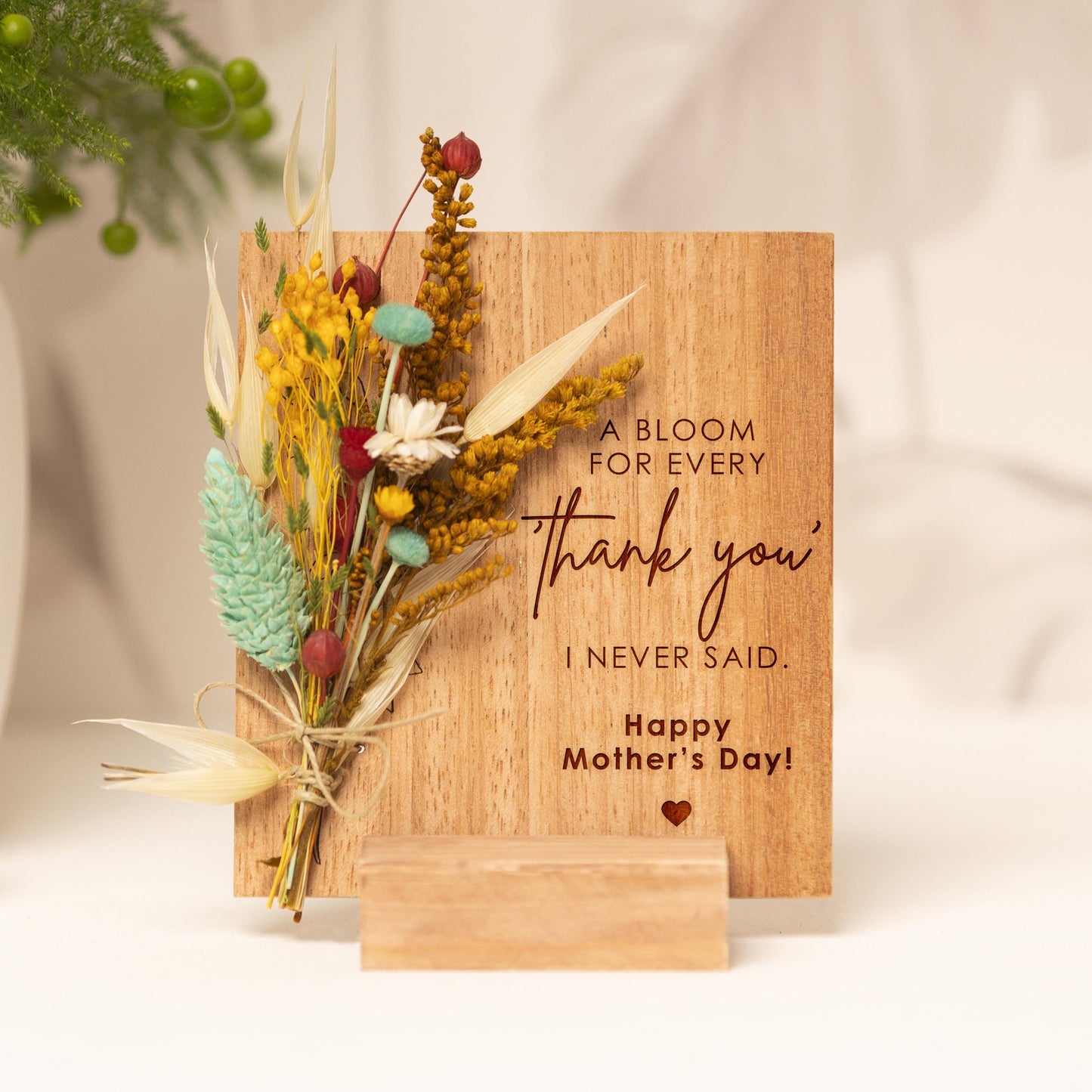 A Bloom for Every Thank You Mom Dried Flower Card handmade with natural dried flowers