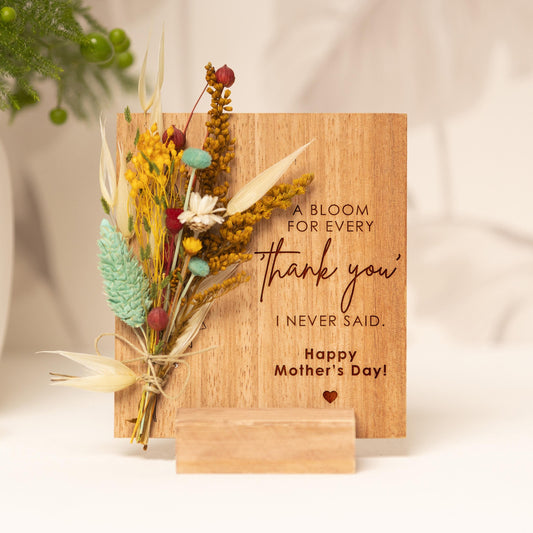 A Bloom for Every Thank You Mom Dried Flower Card handmade with natural dried flowers