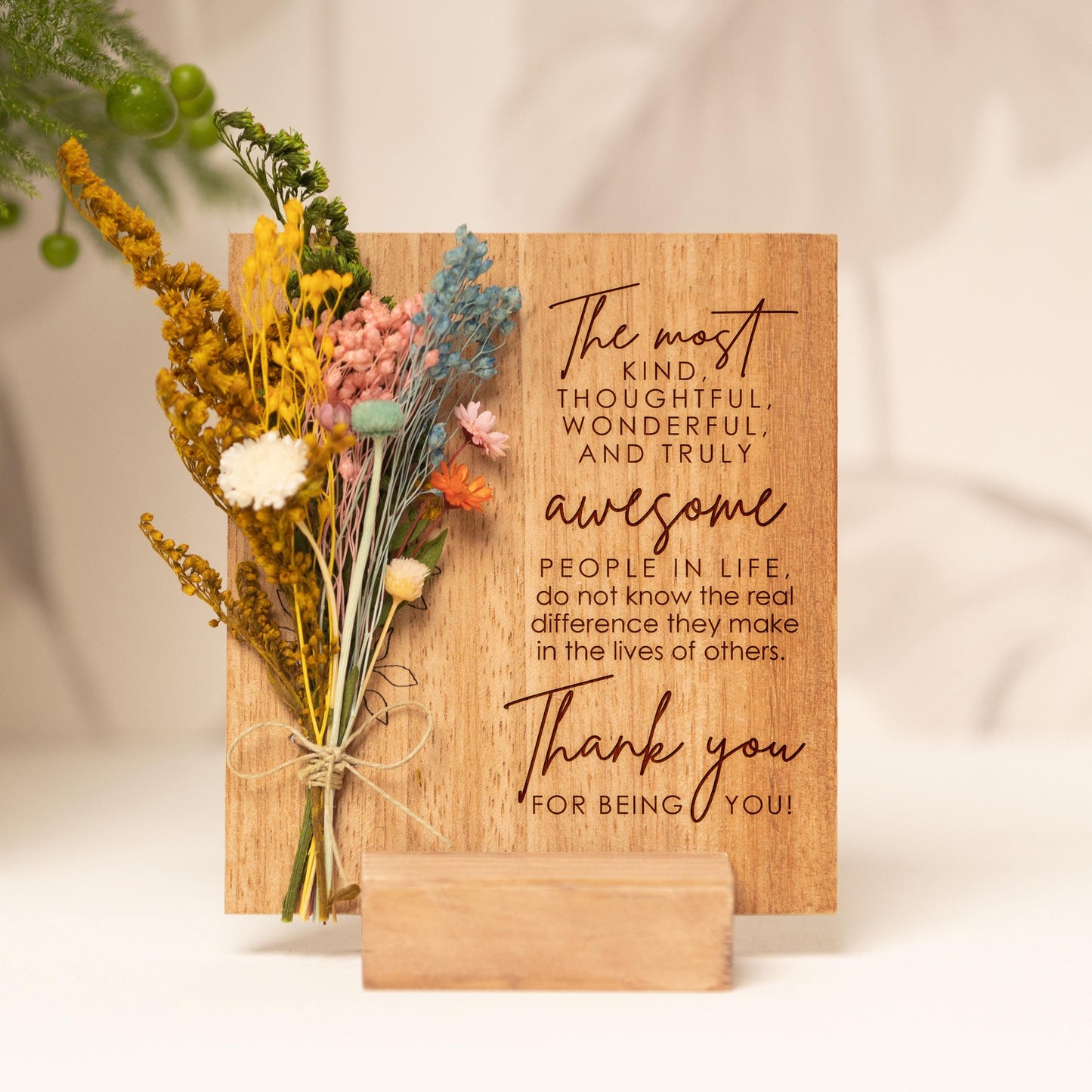 Thank You for Being You Dried Flower Card handmade with natural dried flowers