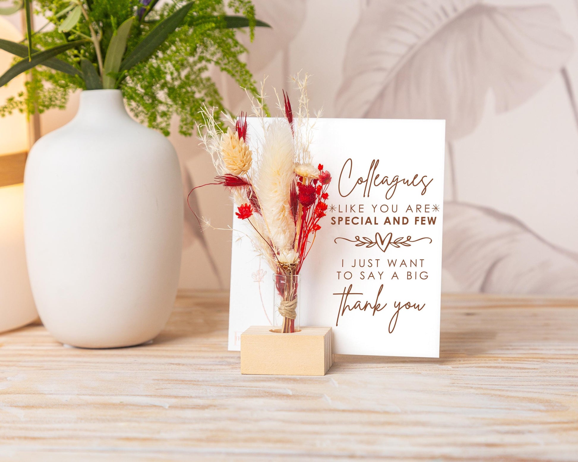 Personalized Colleague Dried Flower Card handmade with natural dried flowers