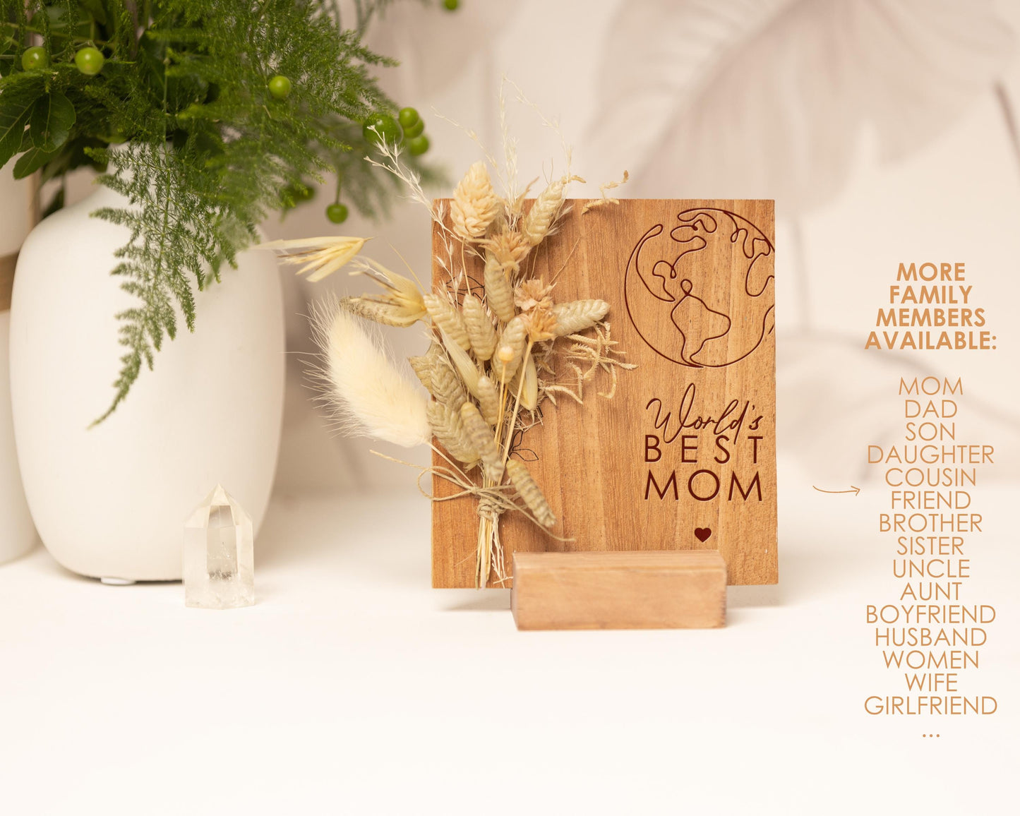 World’s Best Mom Dried Flower Card handmade with natural dried flowers