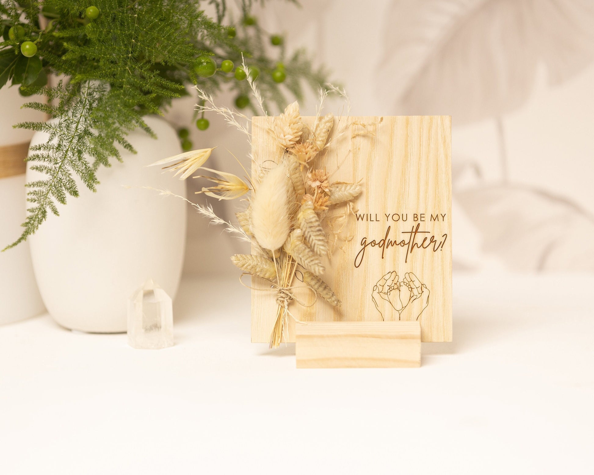 Godmother to Be Proposal Dried Flower Card handmade with natural dried flowers