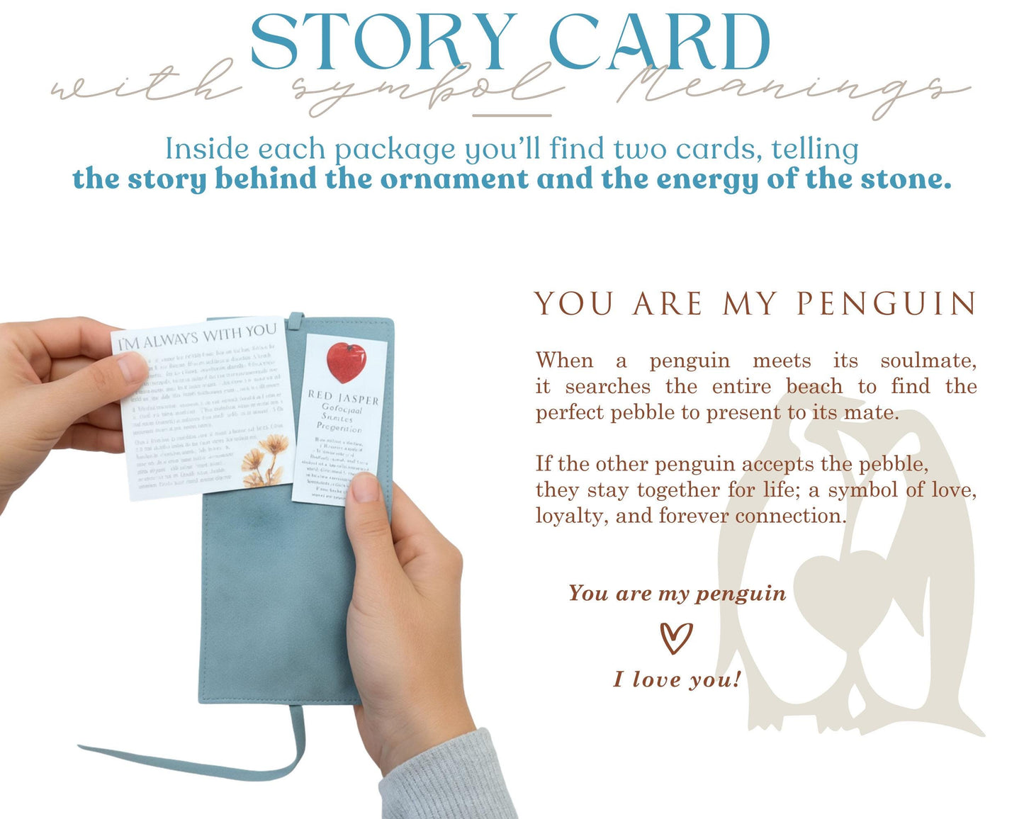 Penguin Couple Wooden Story Card With Crystal: product image 9