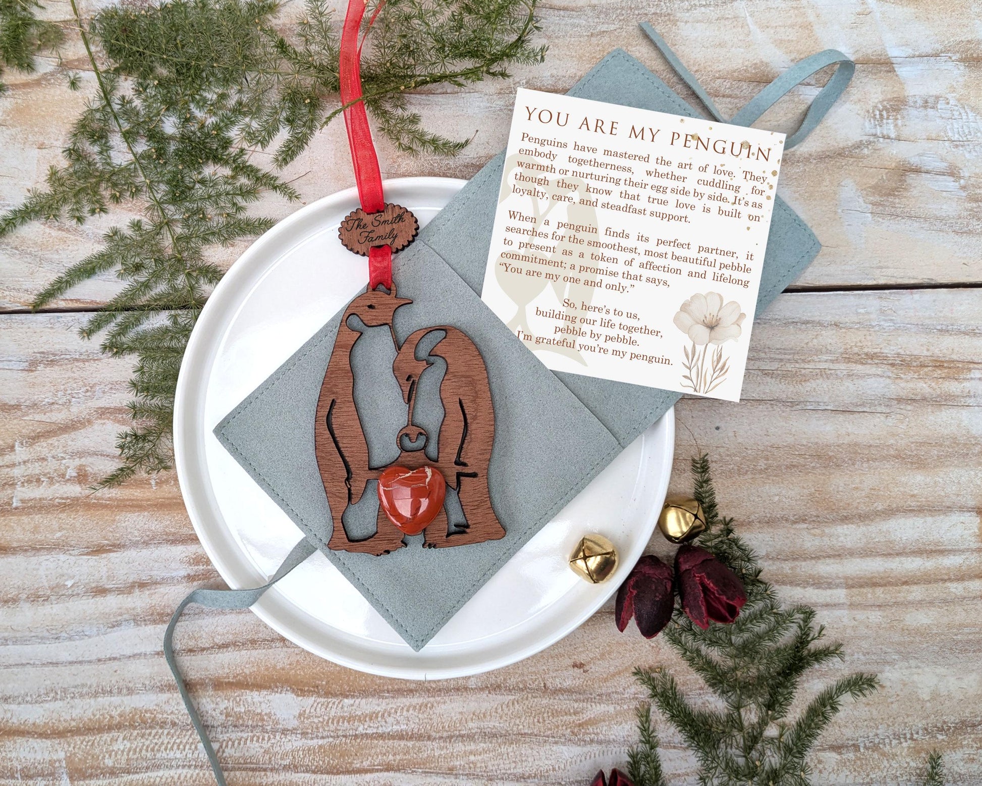 Family Penguin Wooden Story Card With Crystal: product image 2