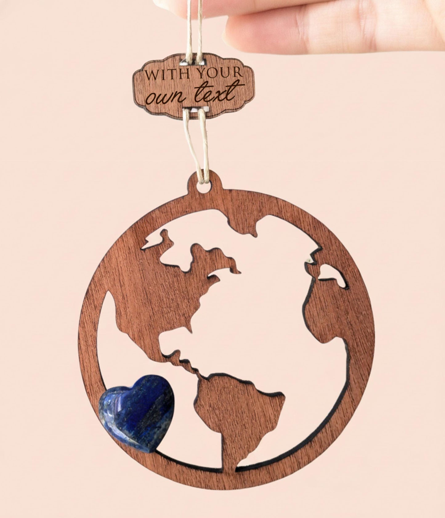 World Globe Wooden Story Card With Crystal: product image 3