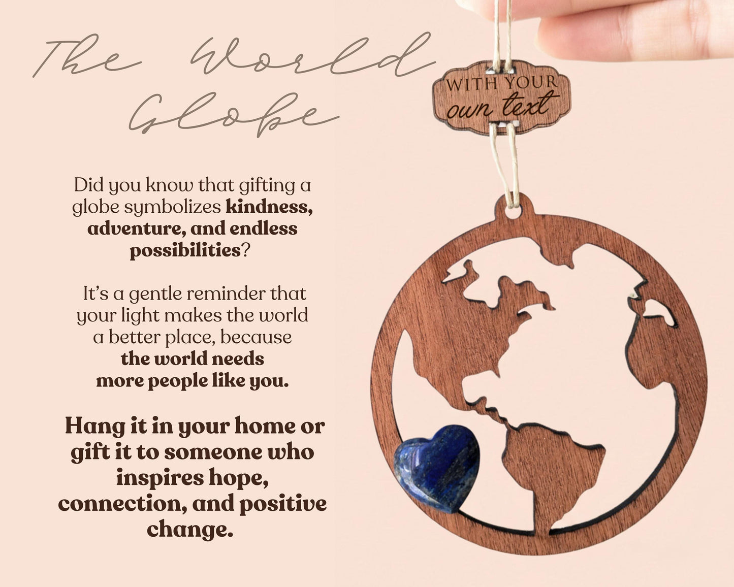World Globe Wooden Story Card With Crystal: product image 5