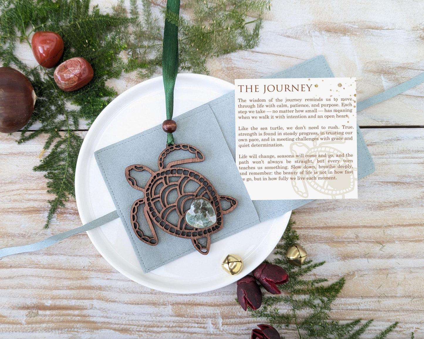 Sea Turtle Wooden Story Card With Crystal: product image 2