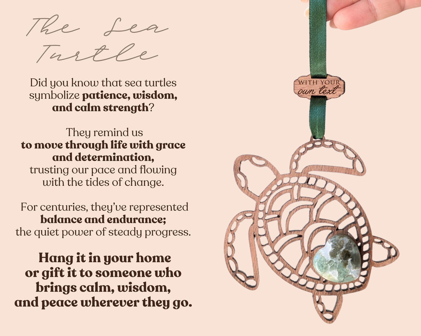 Sea Turtle Wooden Story Card With Crystal: product image 4