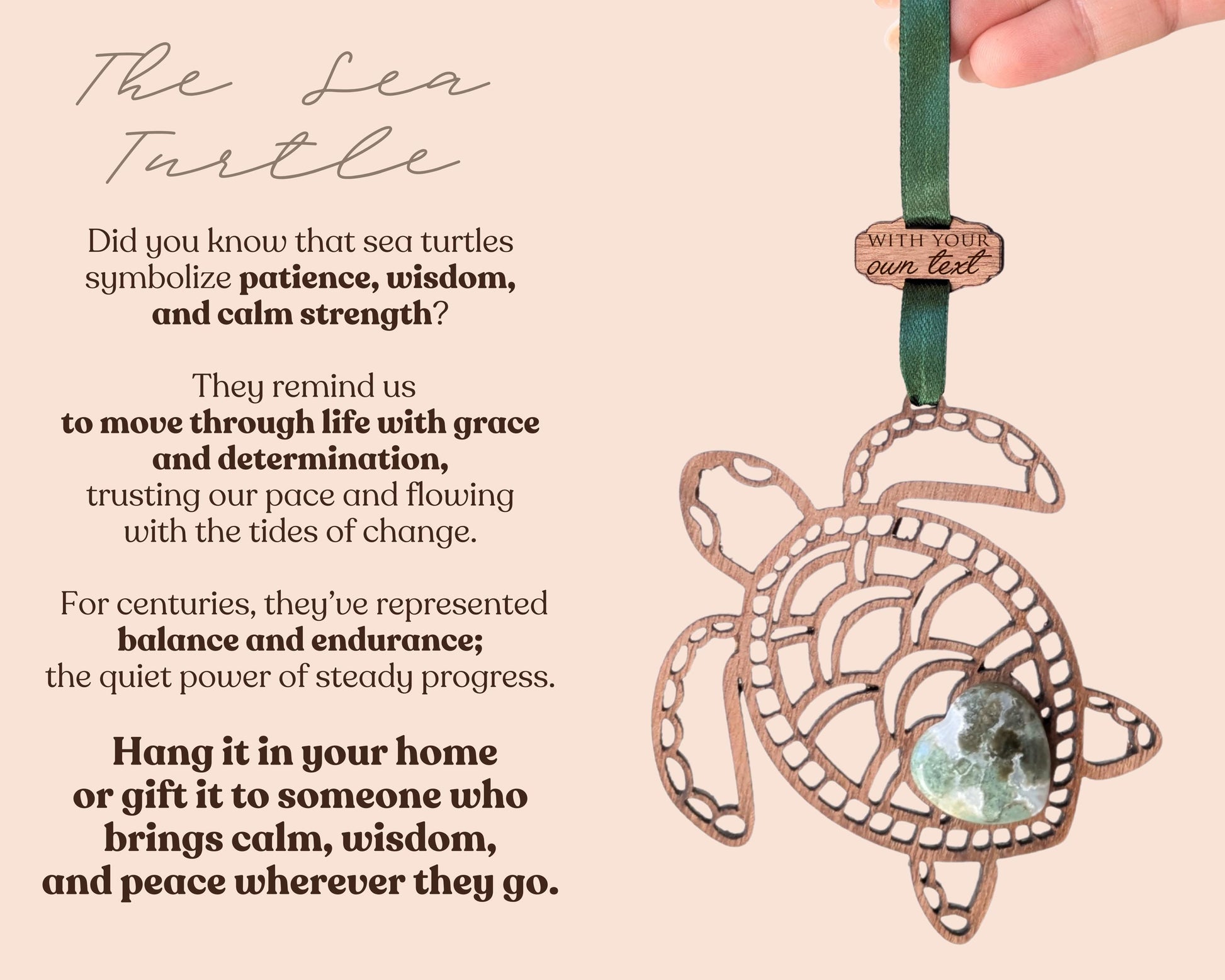 Sea Turtle Wooden Story Card With Crystal: product image 4