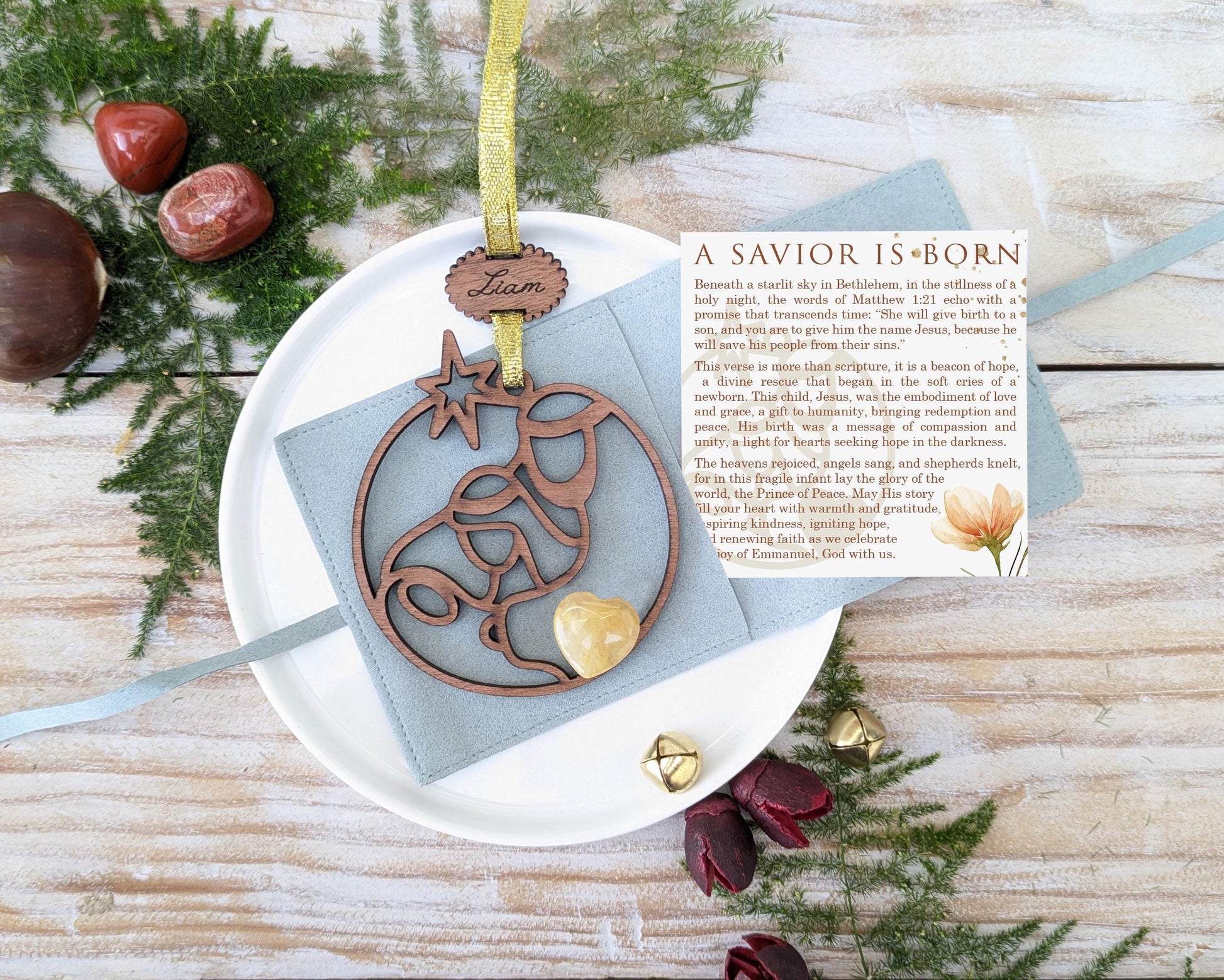 Nativity Wooden Story Card With Crystal: product image 2
