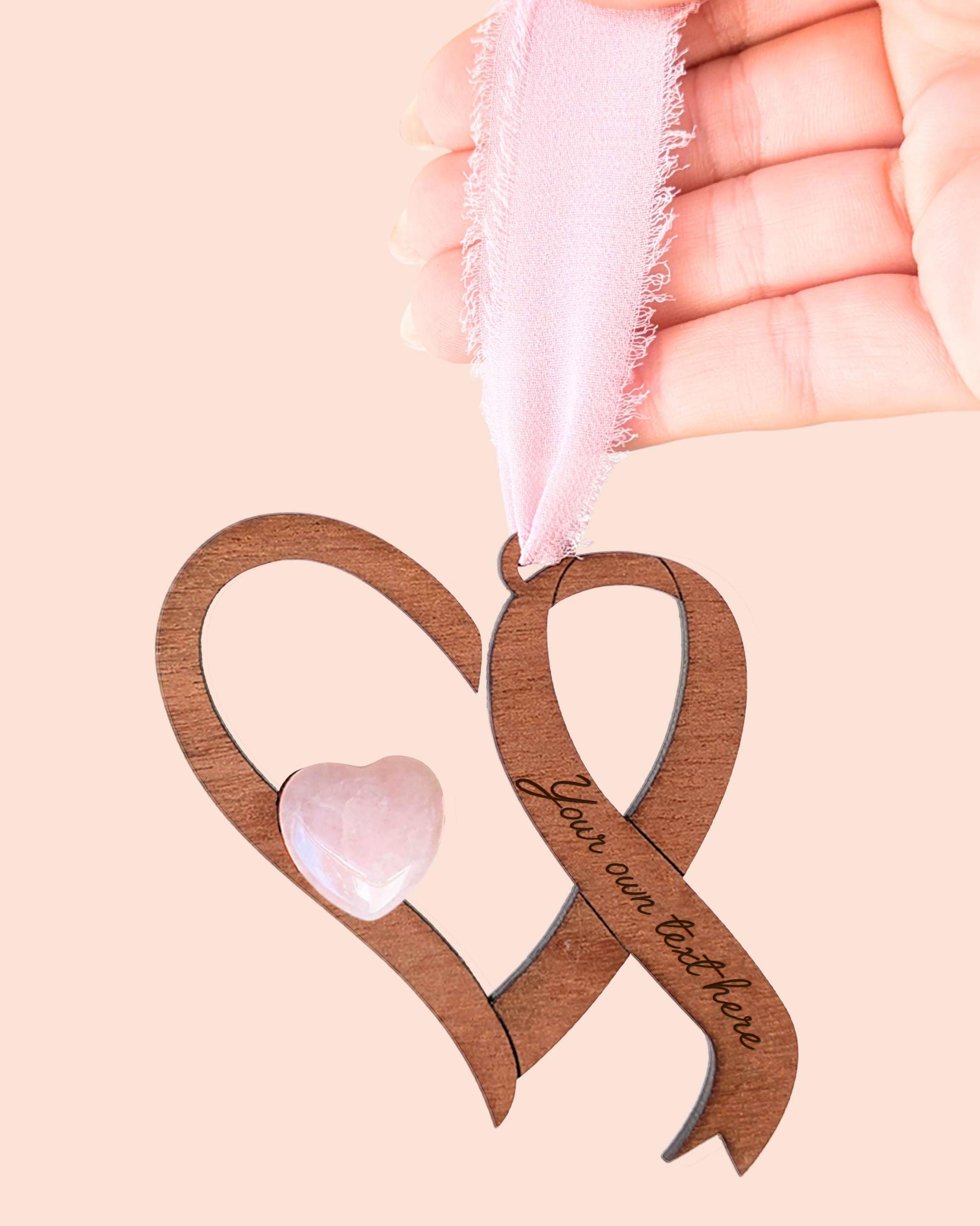 Beat Cancer Ribbon Wooden Story Card With Crystal: product image 3