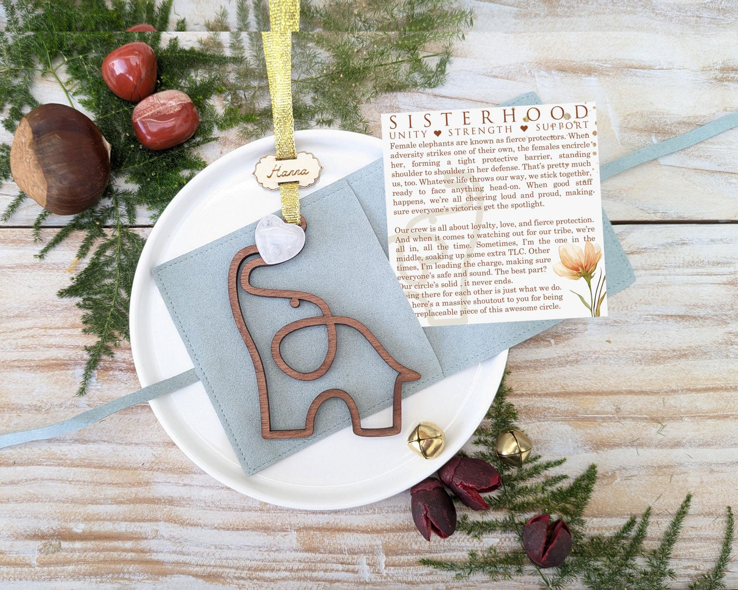 Sisterhood Elephant Wooden Story Card With Crystal: product image 2