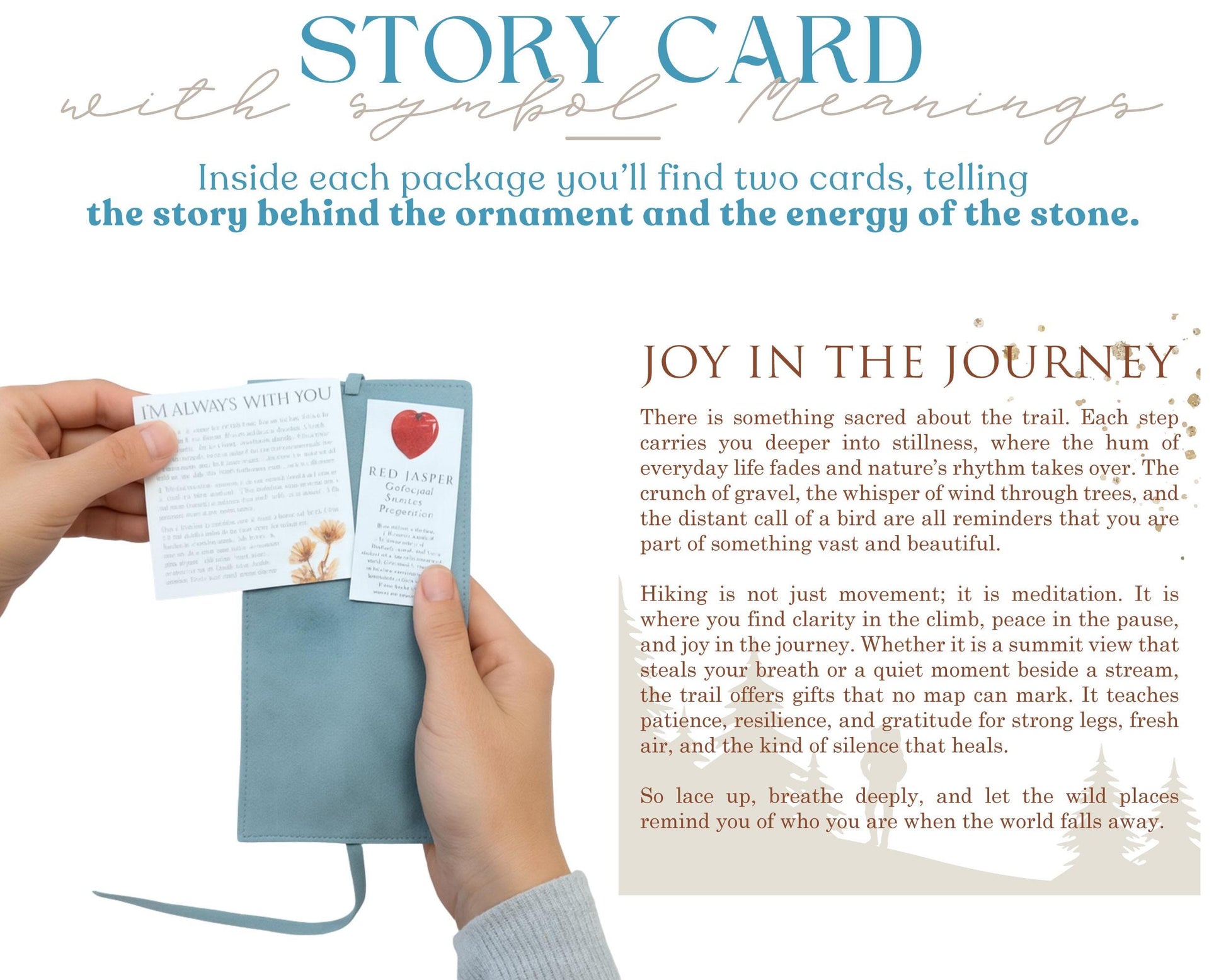 Two Hikers Wooden Story Card With Crystal: product image 8