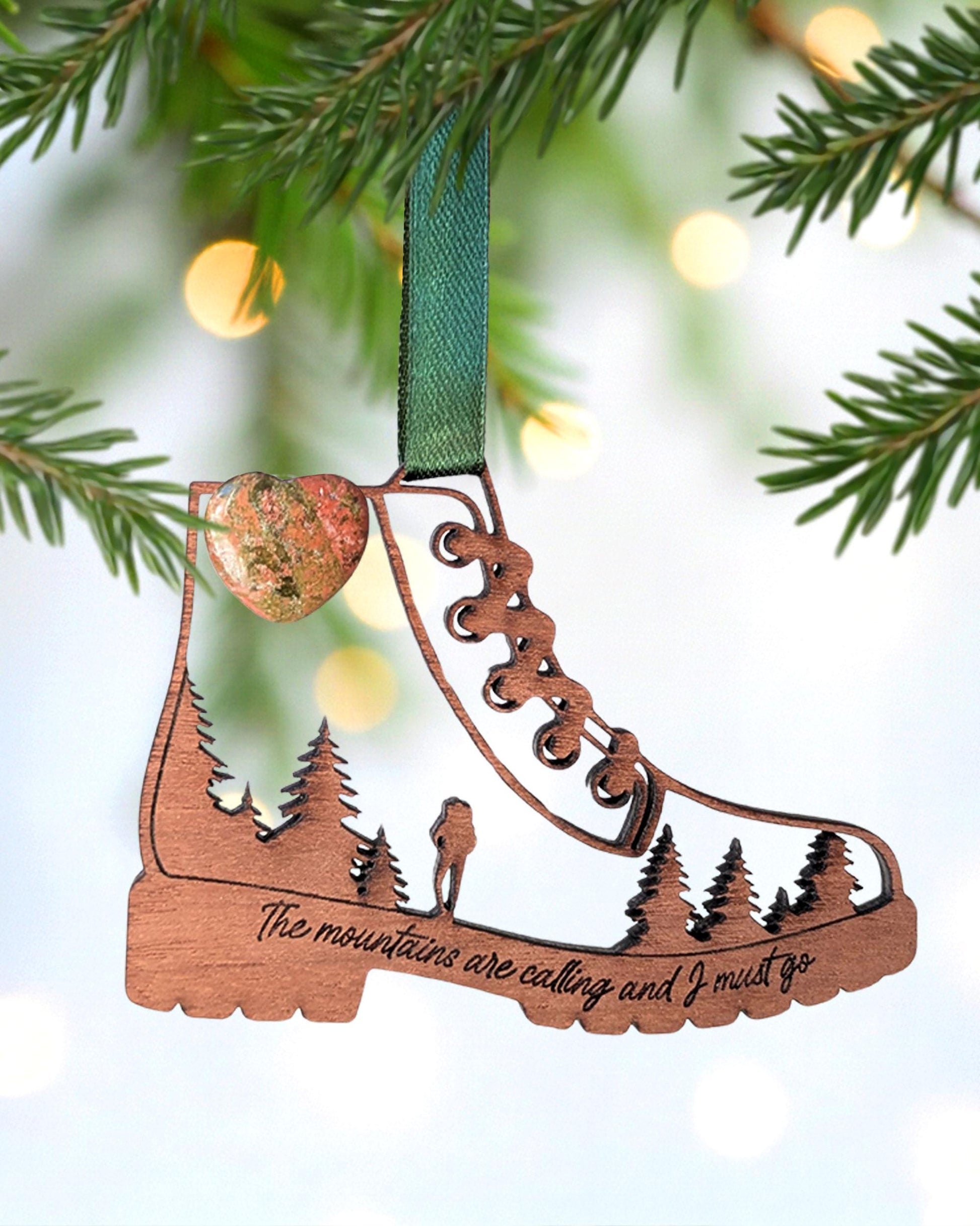 Two Hikers Wooden Story Card With Crystal: product image 3
