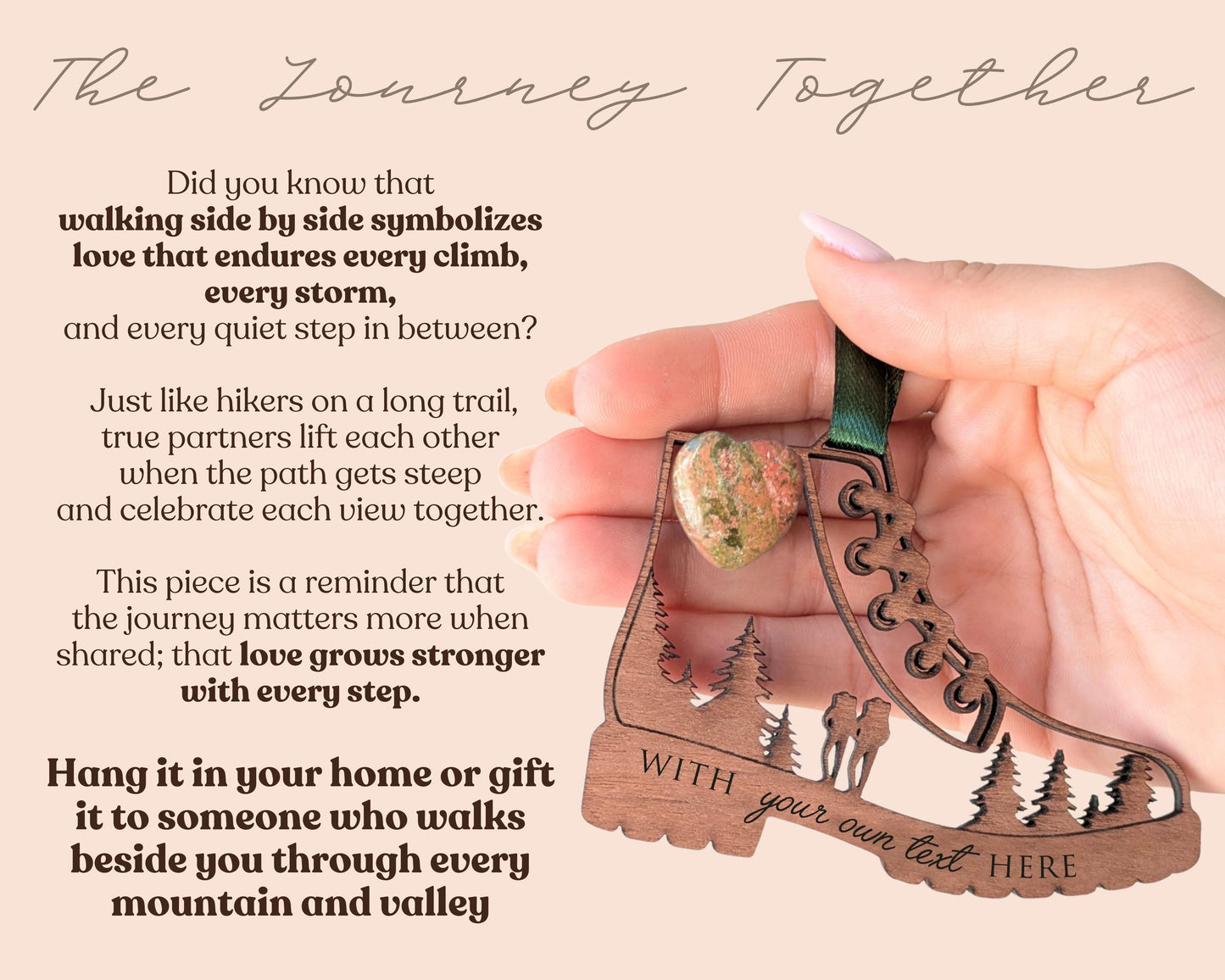 Two Hikers Wooden Story Card With Crystal: product image 4