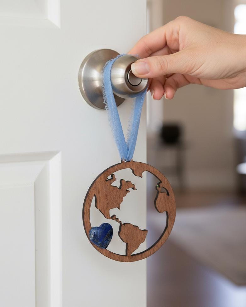 World Globe Wooden Story Card With Crystal: product image 4