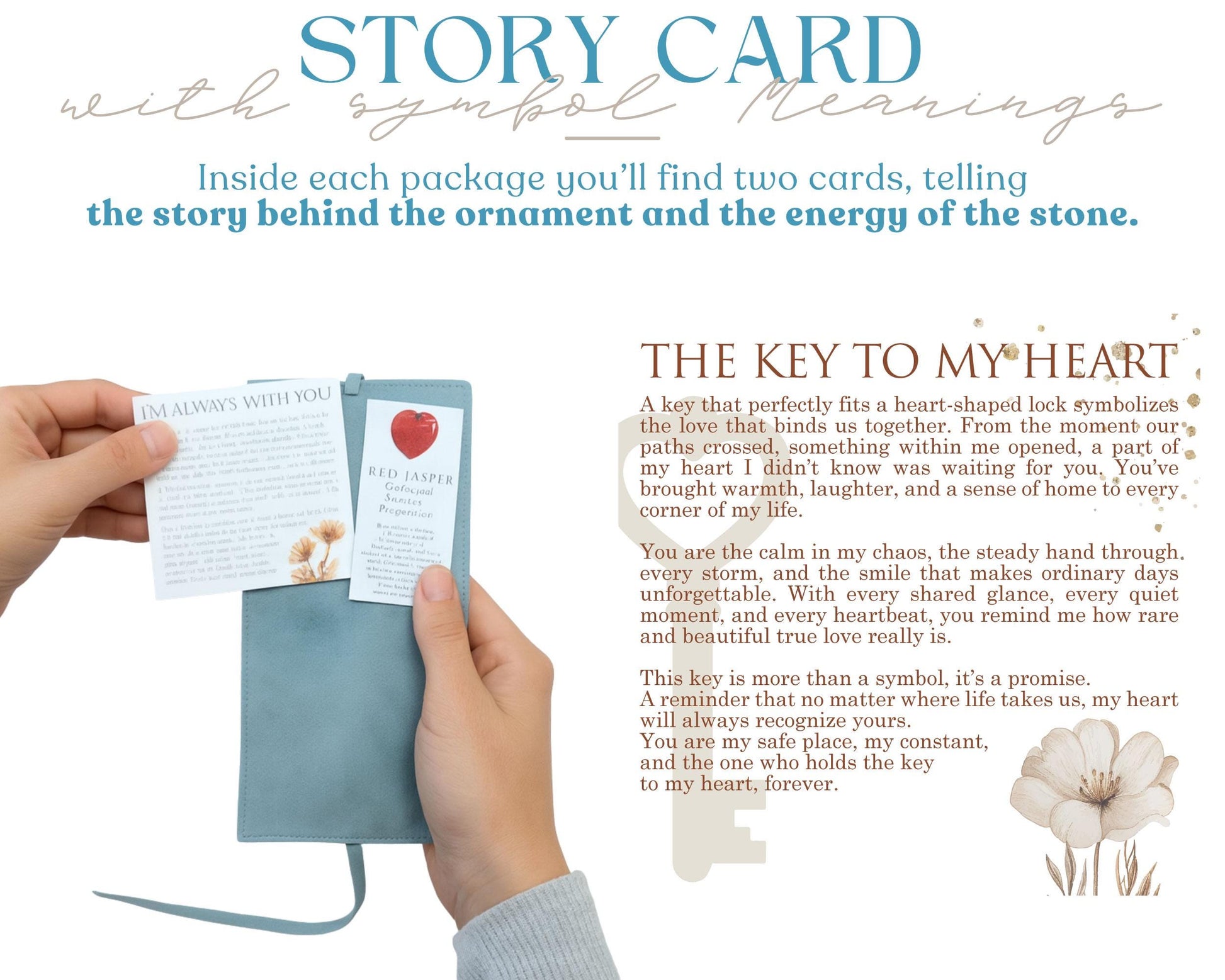 Key to My Heart Wooden Story Card With Crystal: product image 6