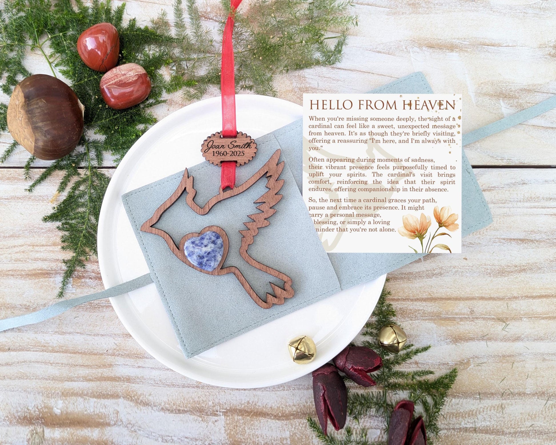 Cardinal Memorial Wooden Story Card With Crystal: product image 2