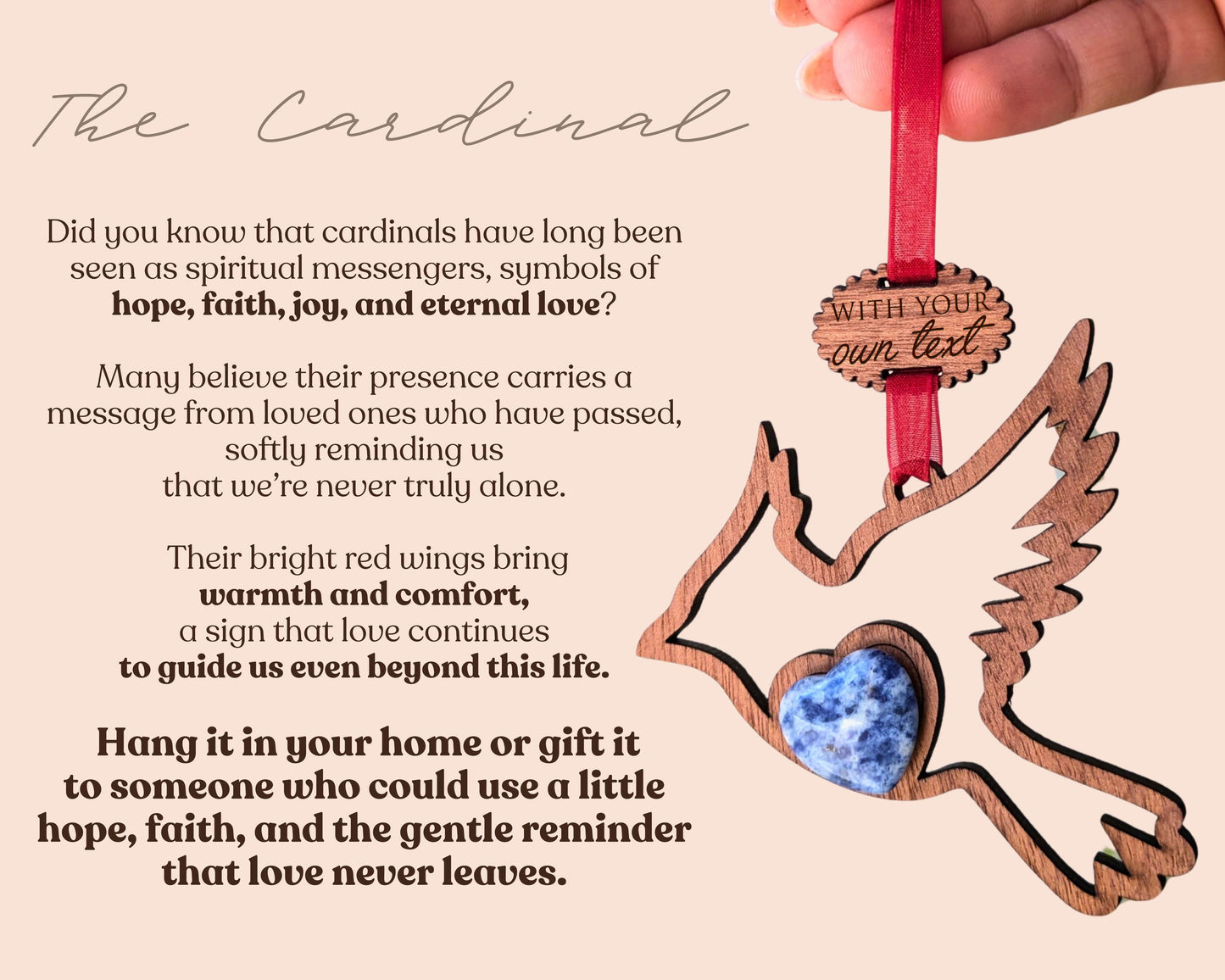 Cardinal Memorial Wooden Story Card With Crystal: product image 3