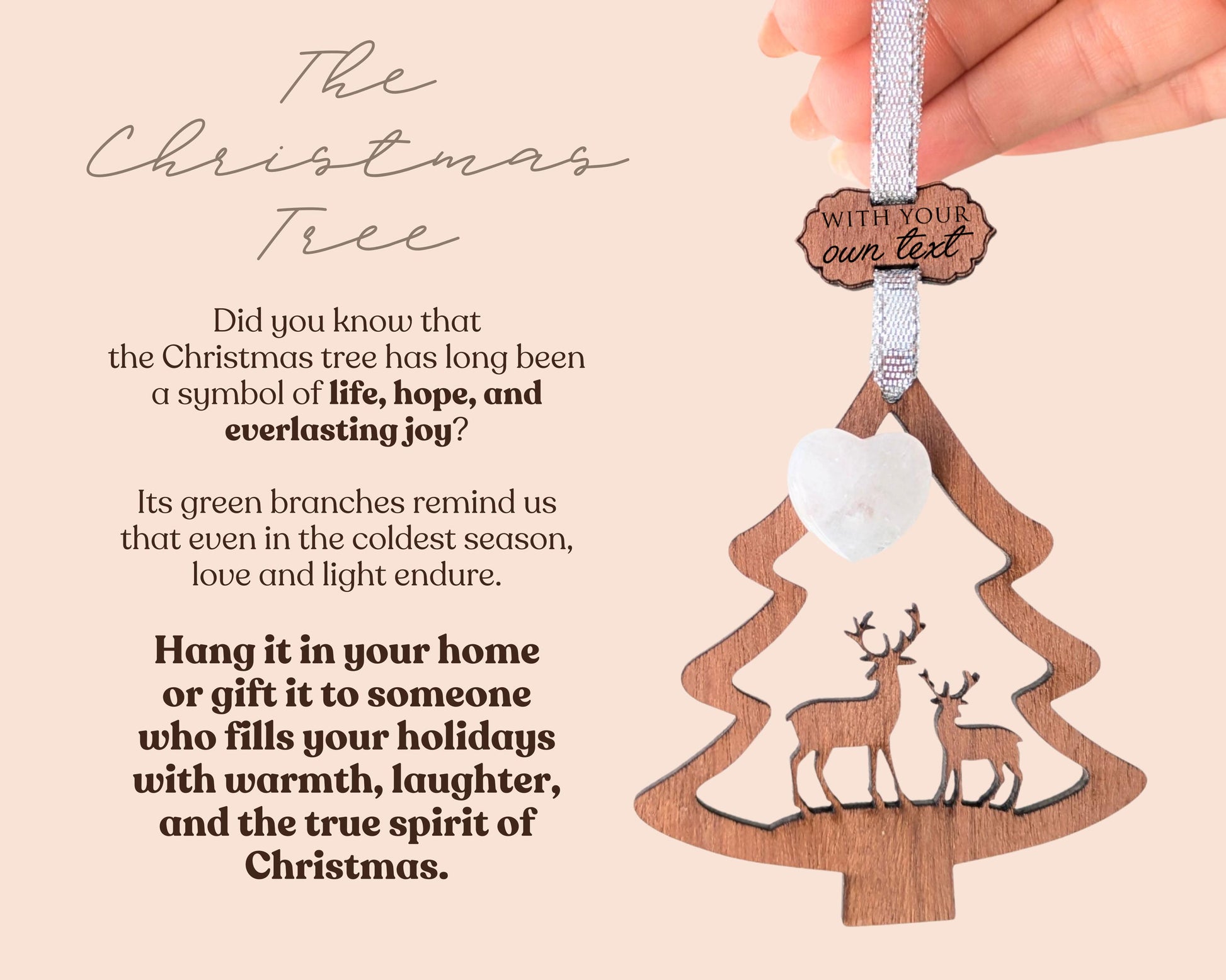 Deer and Tree Wooden Story Card With Crystal: product image 3