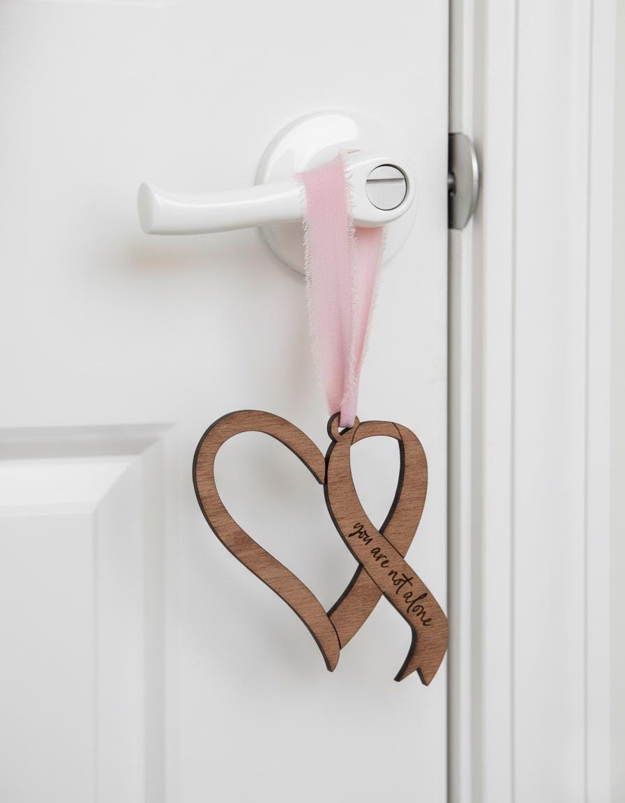 Beat Cancer Ribbon Wooden Story Card With Crystal: product image 4