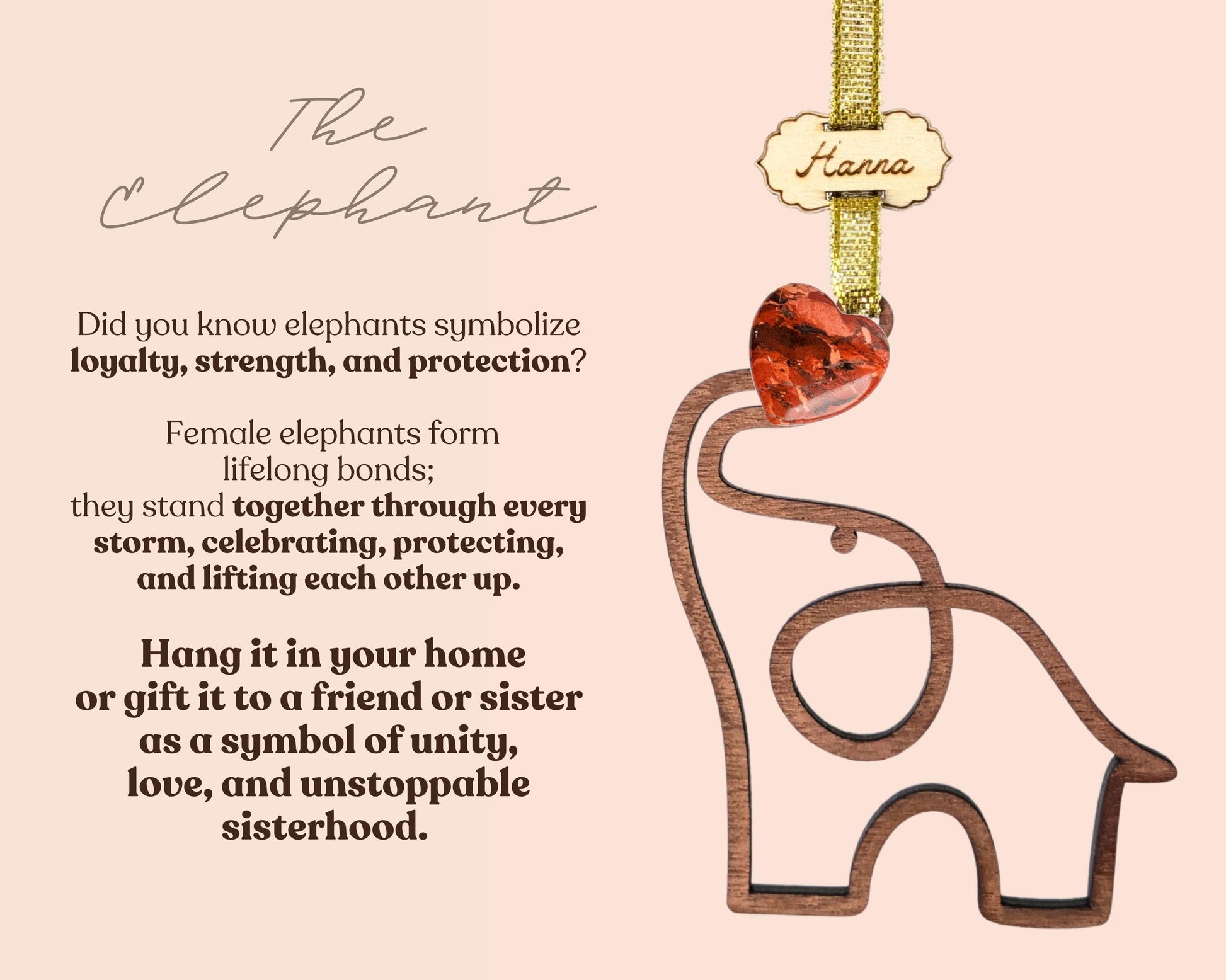 Sisterhood Elephant Wooden Story Card With Crystal: product image 3