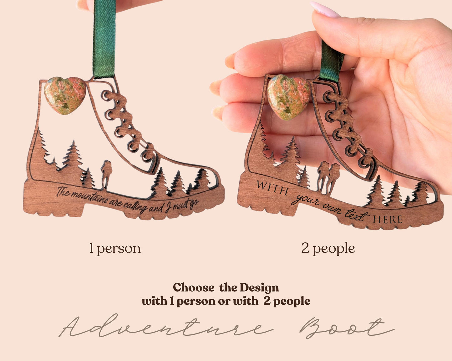 Two Hikers Wooden Story Card With Crystal: product image 6