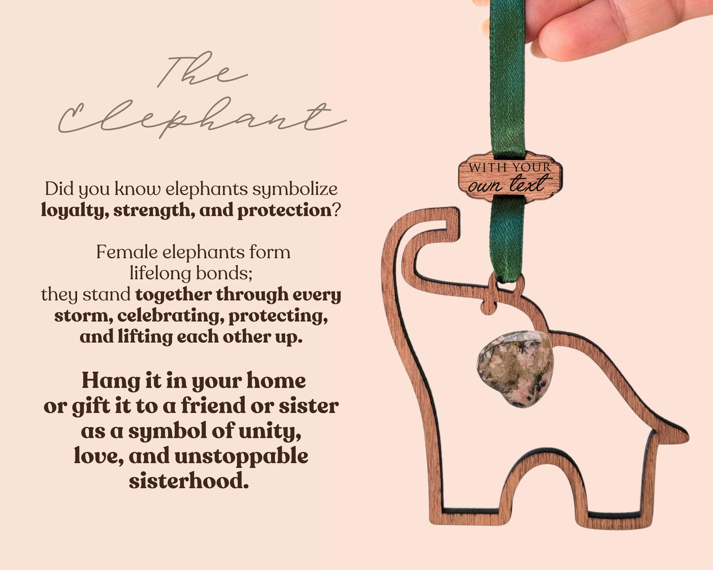 Amethyst Elephant Wooden Story Card With Crystal: product image 6