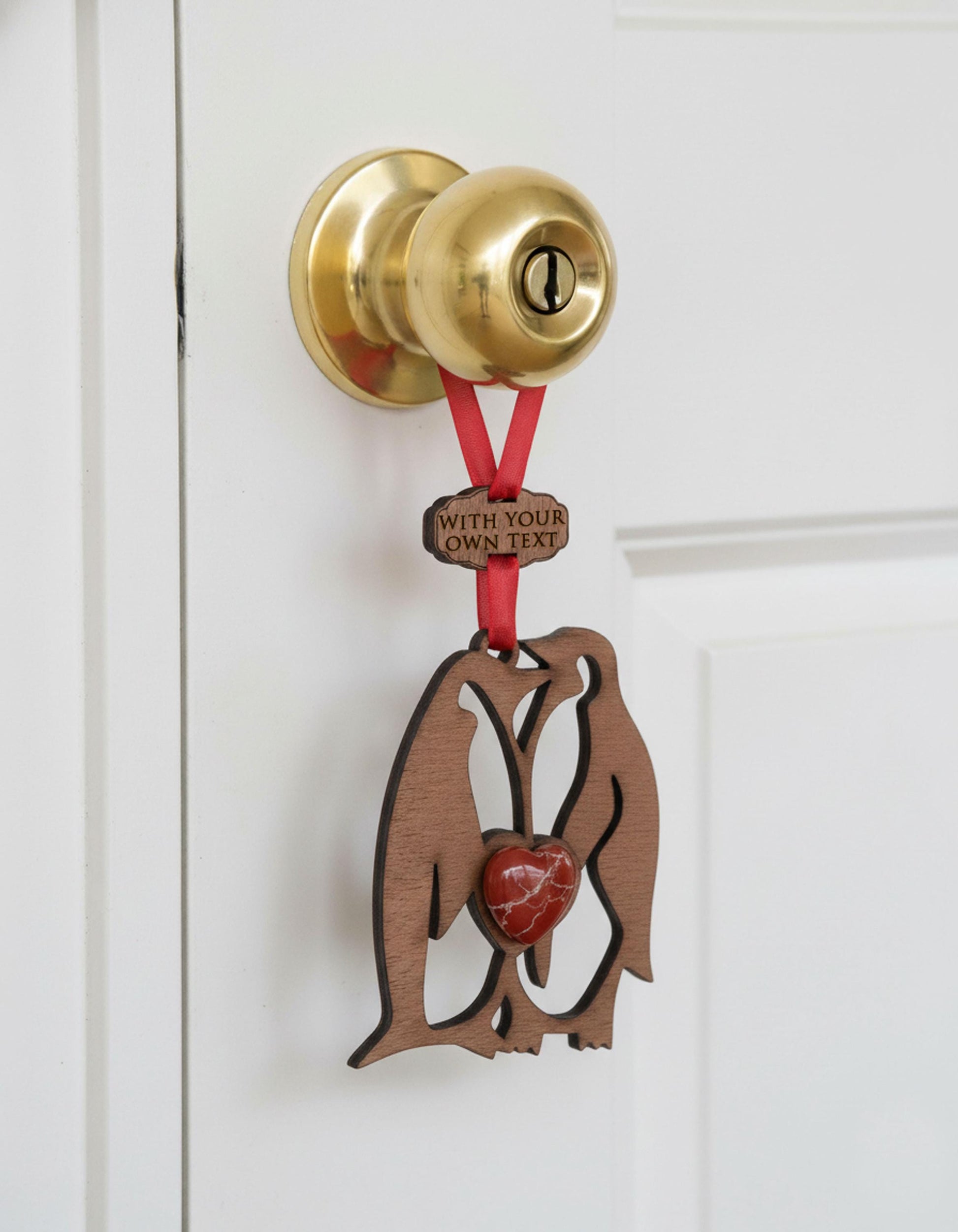 Penguin Pebble Love Wooden Story Card With Crystal: product image 4