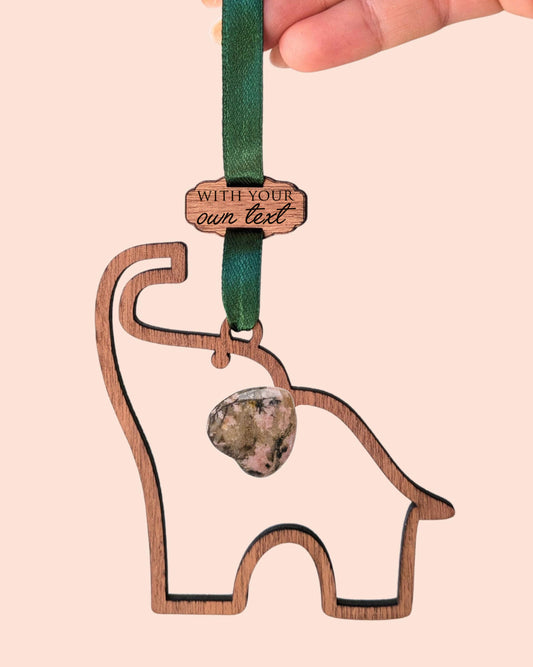 Amethyst Elephant Wooden Story Card With Crystal: product image 1