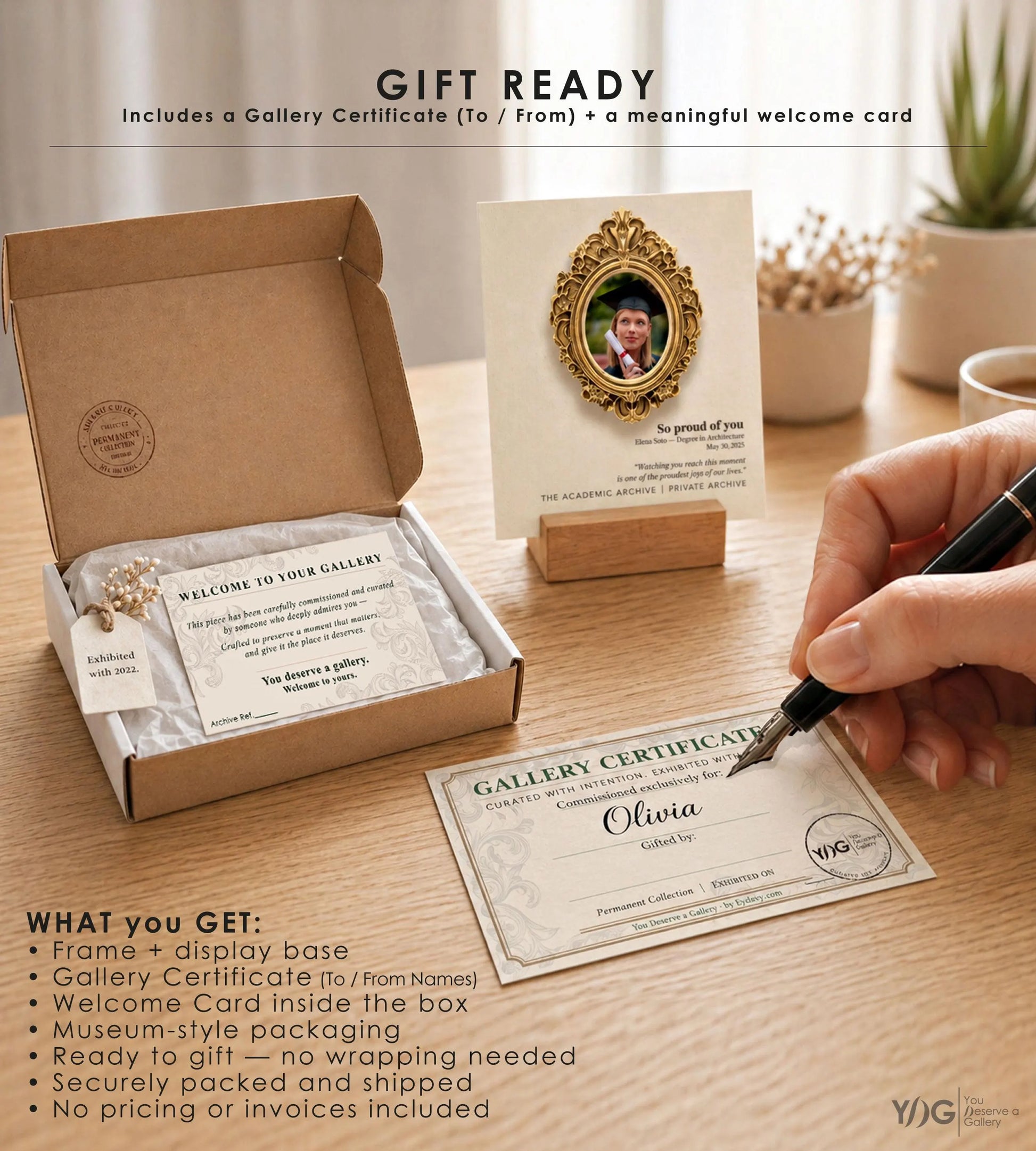 Gift ready personalized gallery keepsake with certificate