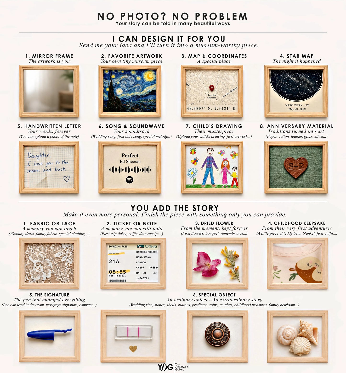 Ideas for a personalized gallery keepsake without a photograph