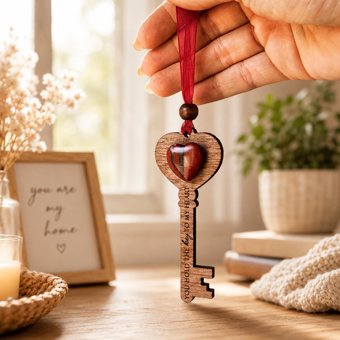 Key to My Heart Wooden Story Card With Crystal: product image 2