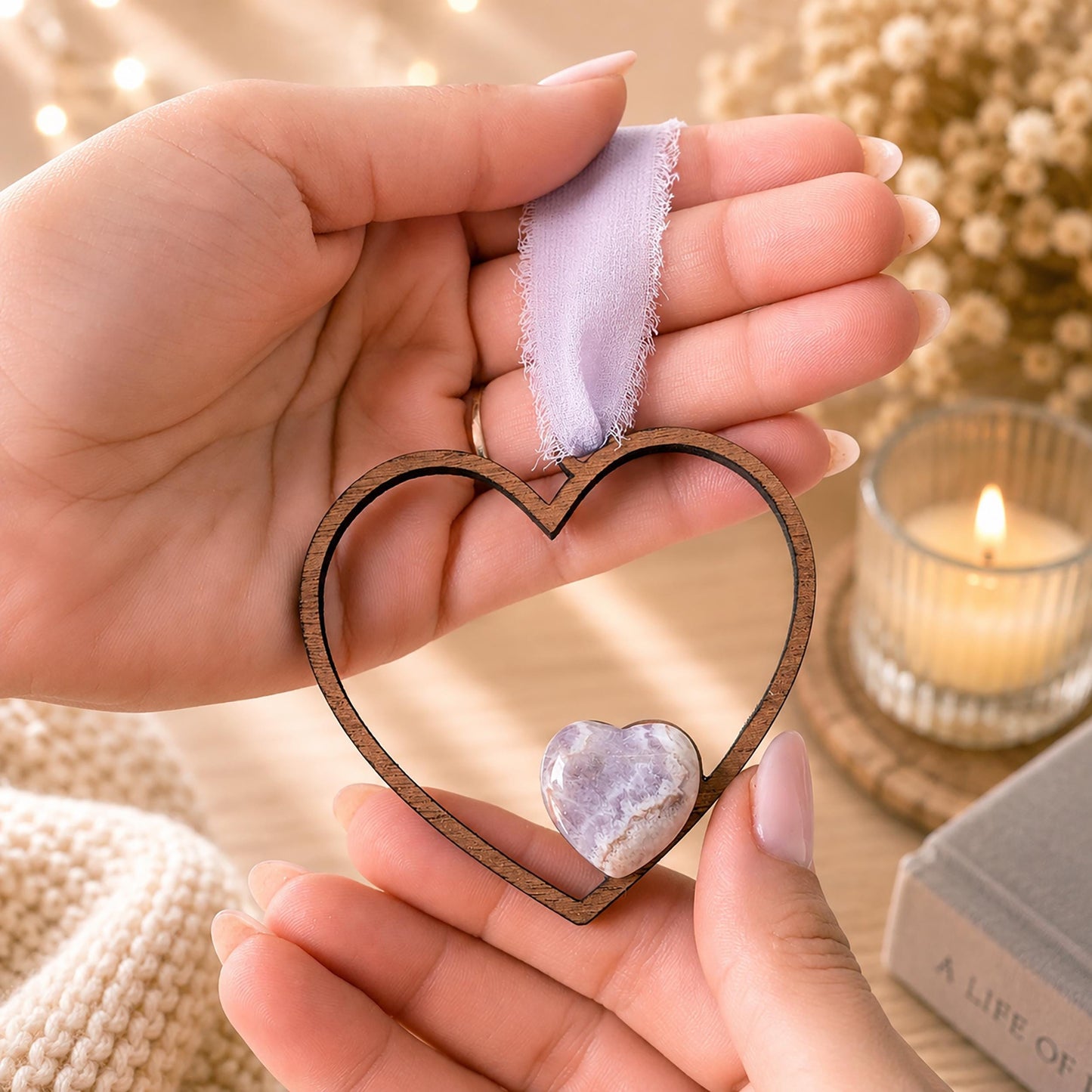 Heart Wooden Story Card With Crystal: product image 1