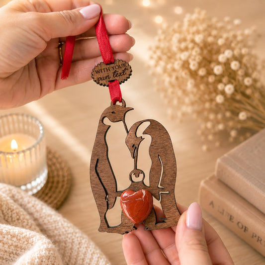 Family Penguin Wooden Story Card With Crystal: product image 1