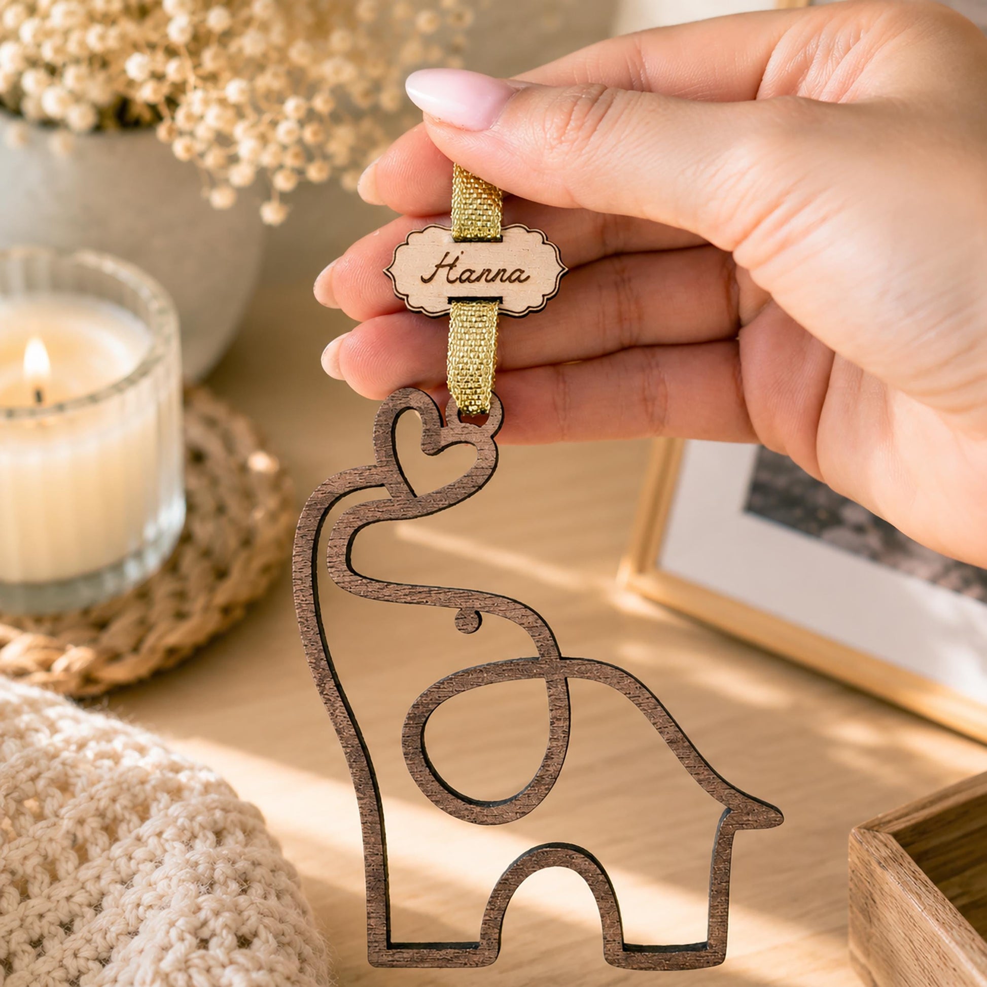 Sisterhood Elephant Wooden Story Card With Crystal: product image 1