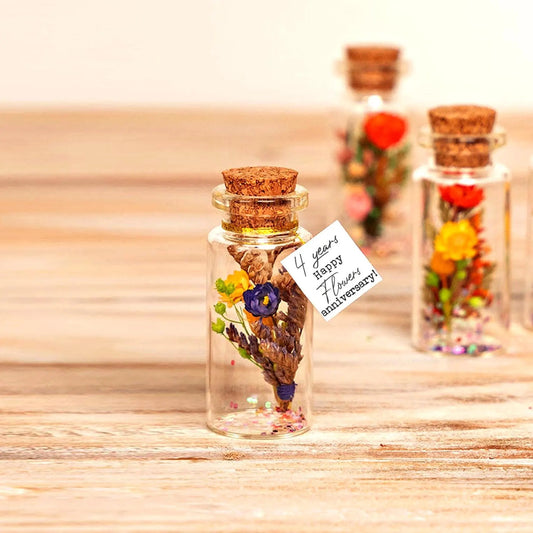 4th anniversary flower bouquet message bottle handmade by Eydavy