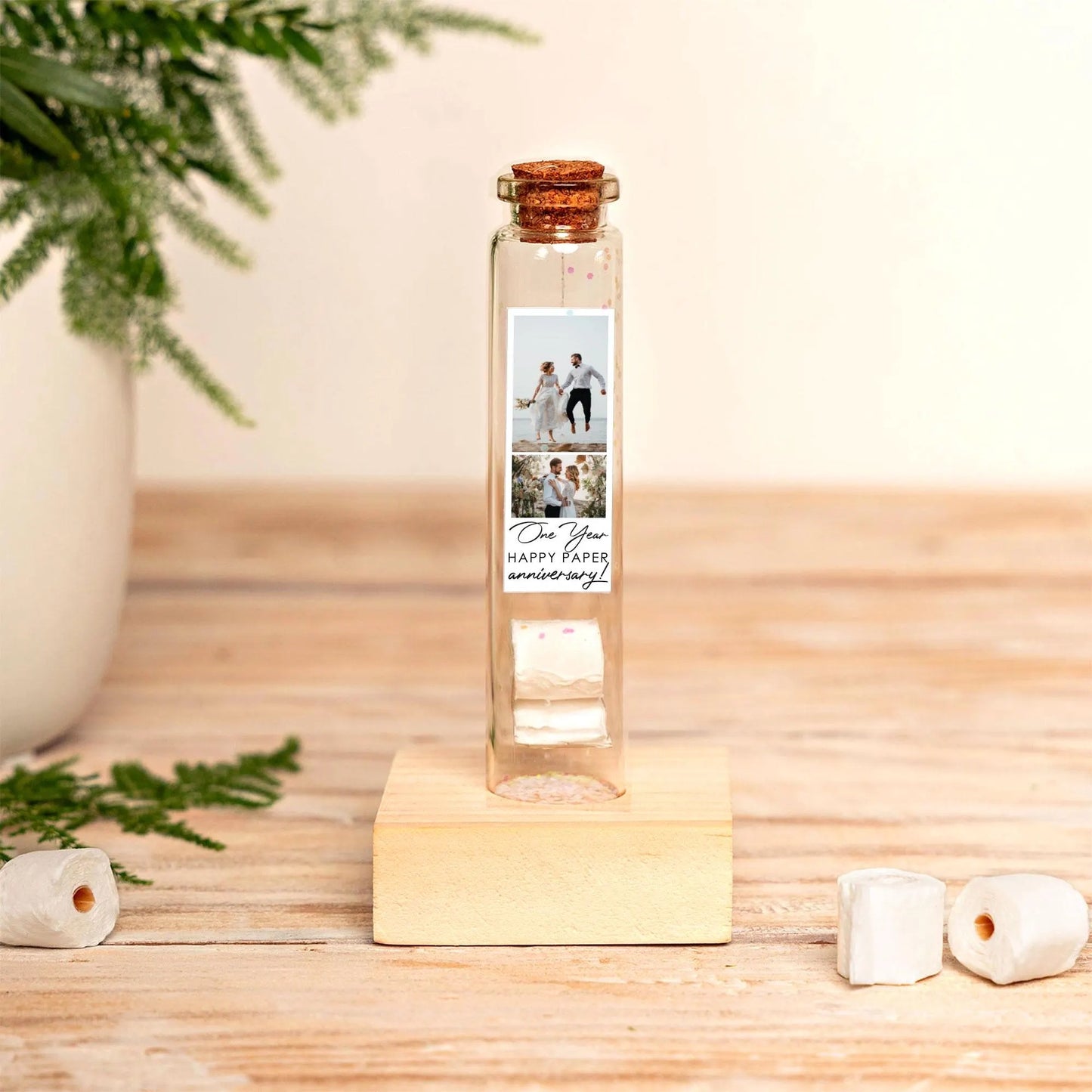 1st Anniversary Paper Roll Message Bottle