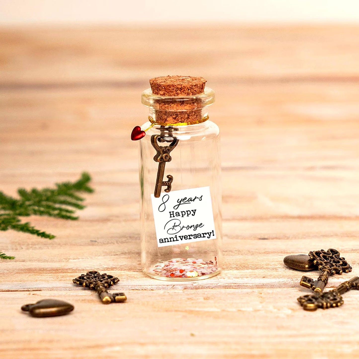 8th Anniversary Bronze Key Message Bottle