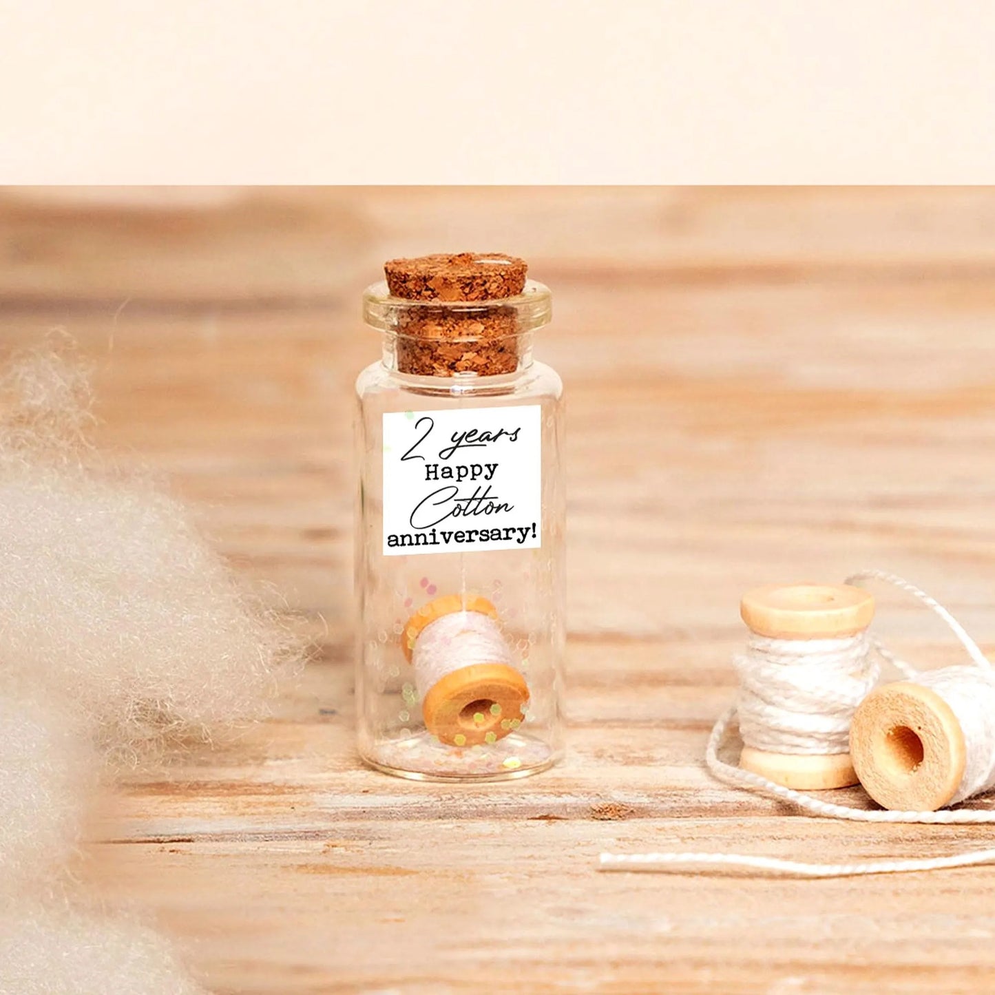 2nd Anniversary Cotton Thread Spool Message Bottle