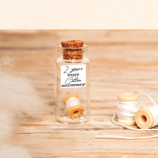 2nd Anniversary Cotton Thread Spool Message Bottle