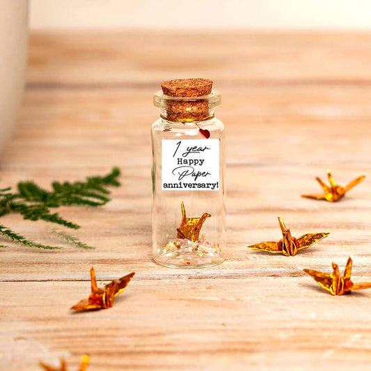 1st Anniversary Paper Crane Message Bottle