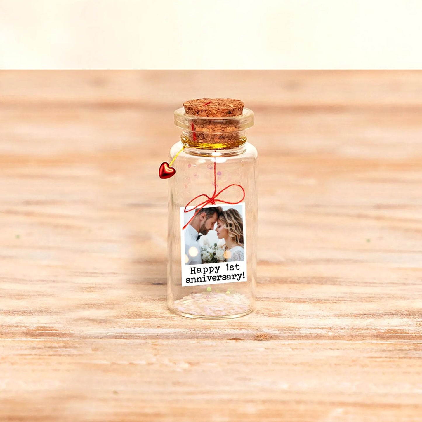 1st Anniversary Photo Tag Message Bottle