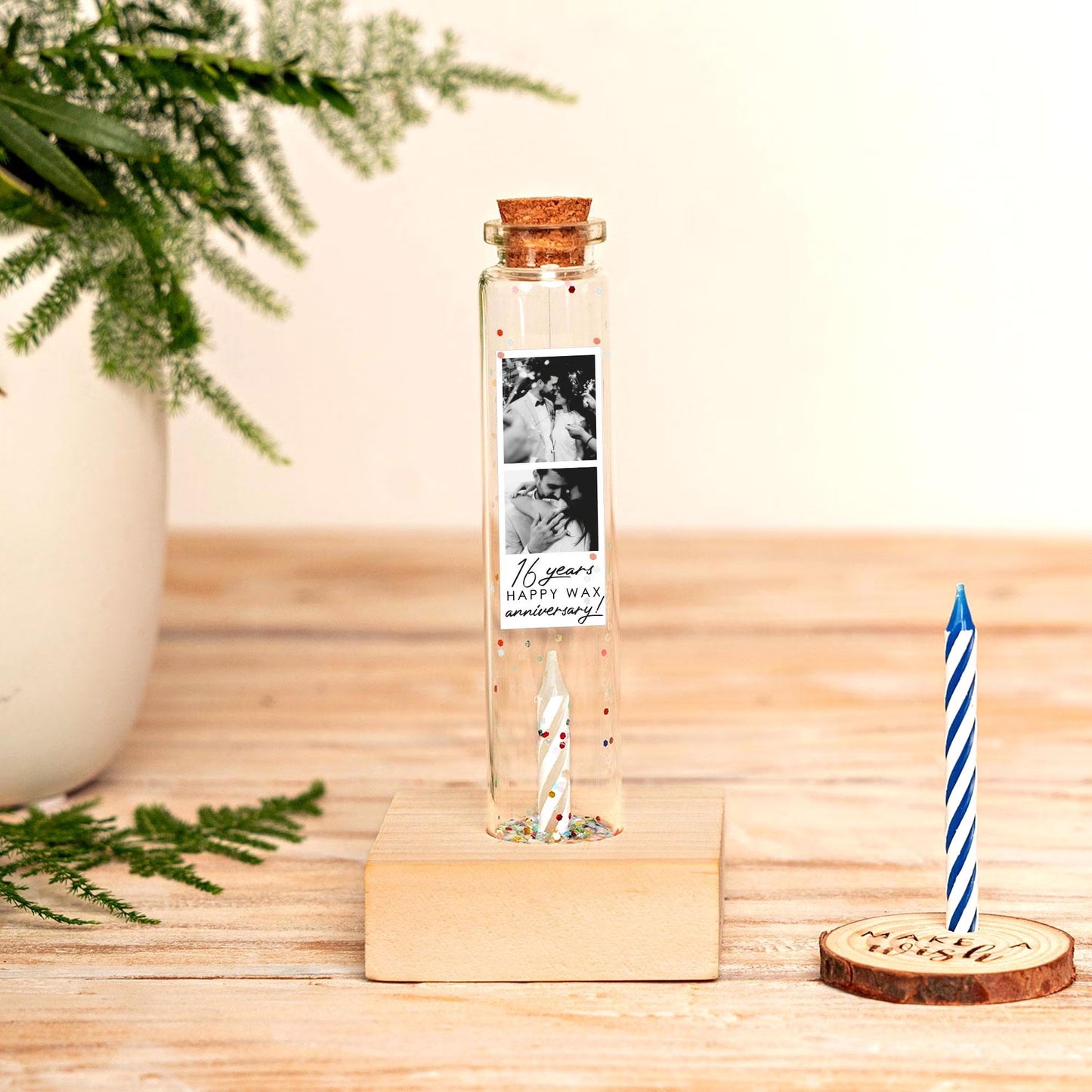 16th Anniversary Candle Message Bottle