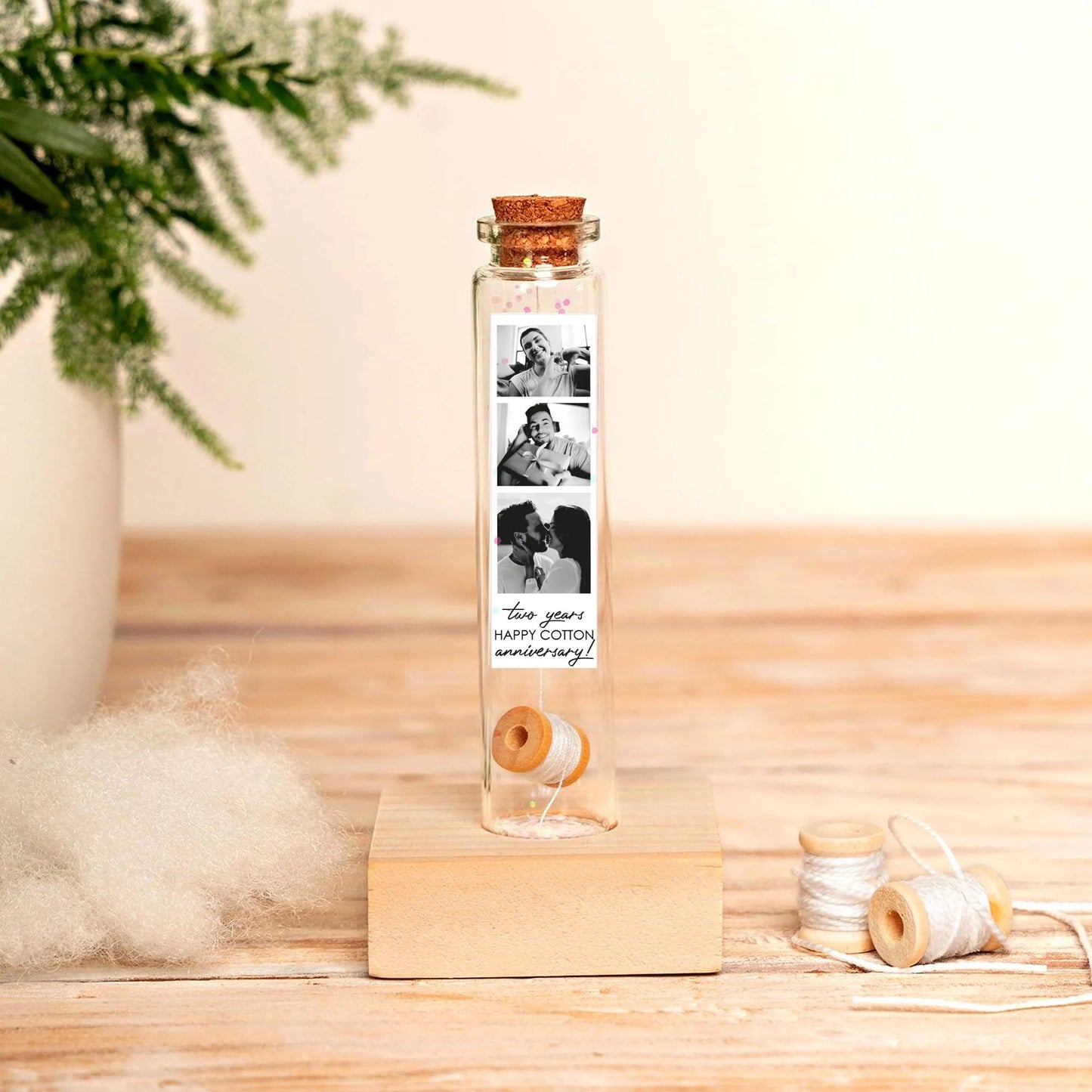 2nd Anniversary Cotton Thread Spool Message Bottle