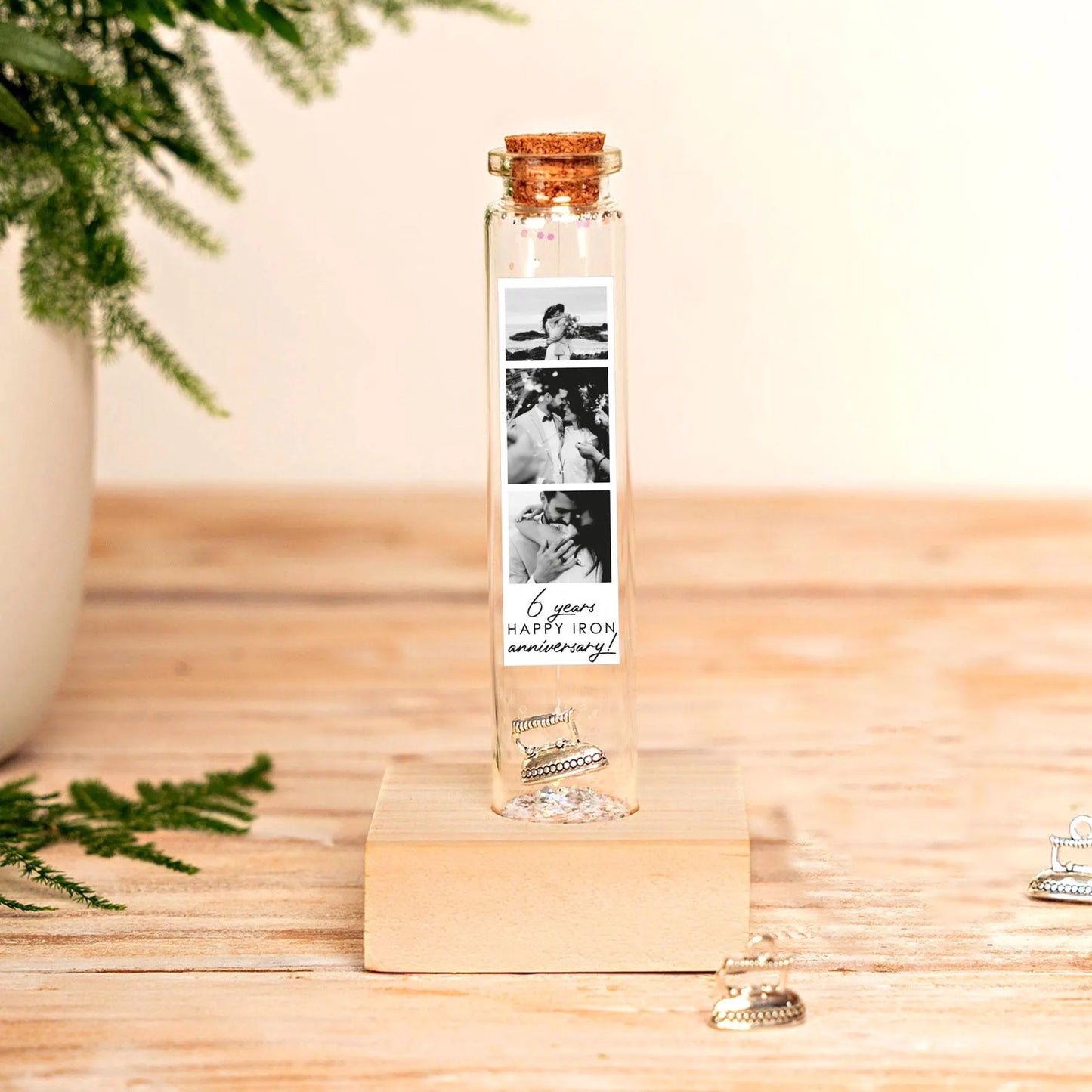 6th Anniversary Iron Charm Message Bottle