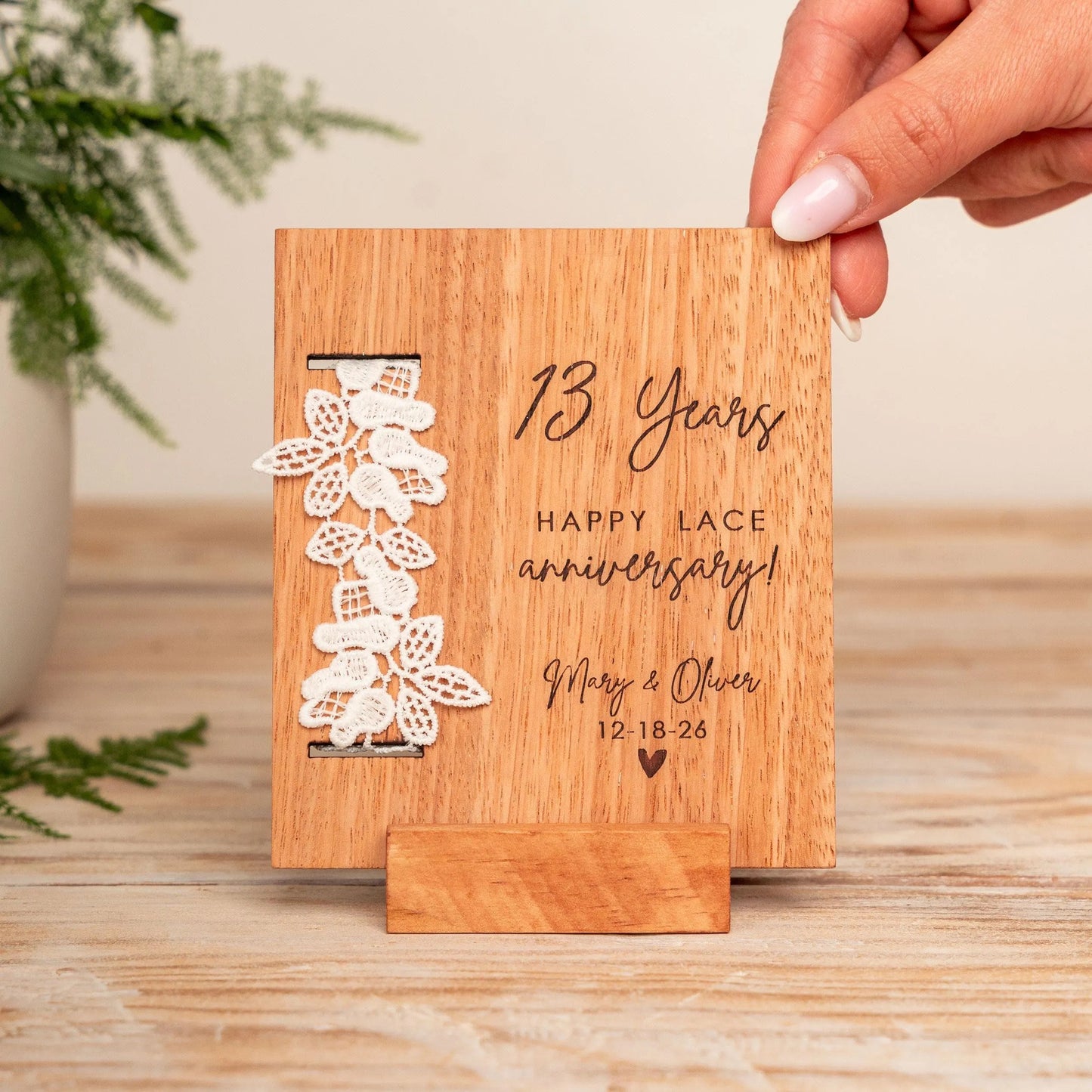 13th Anniversary Floral Lace Keepsake Card