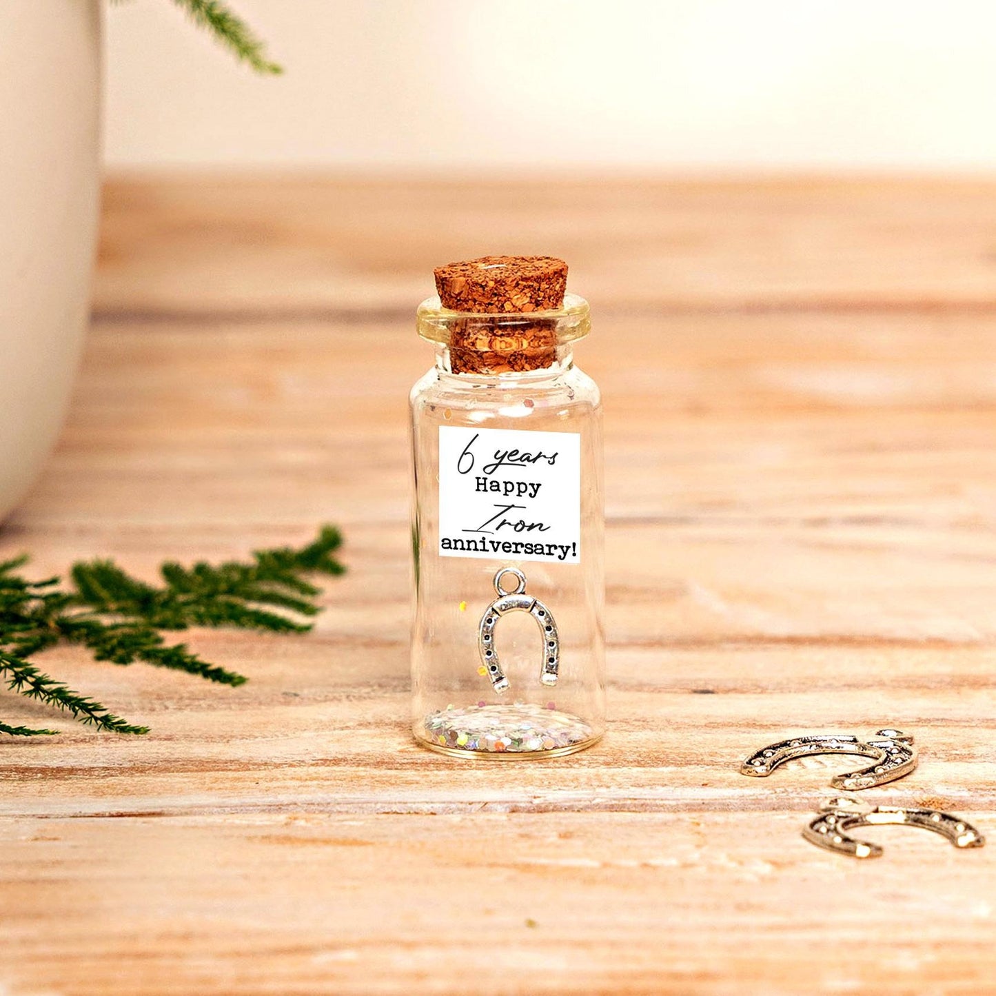 6th Anniversary Iron Horseshoe Message Bottle